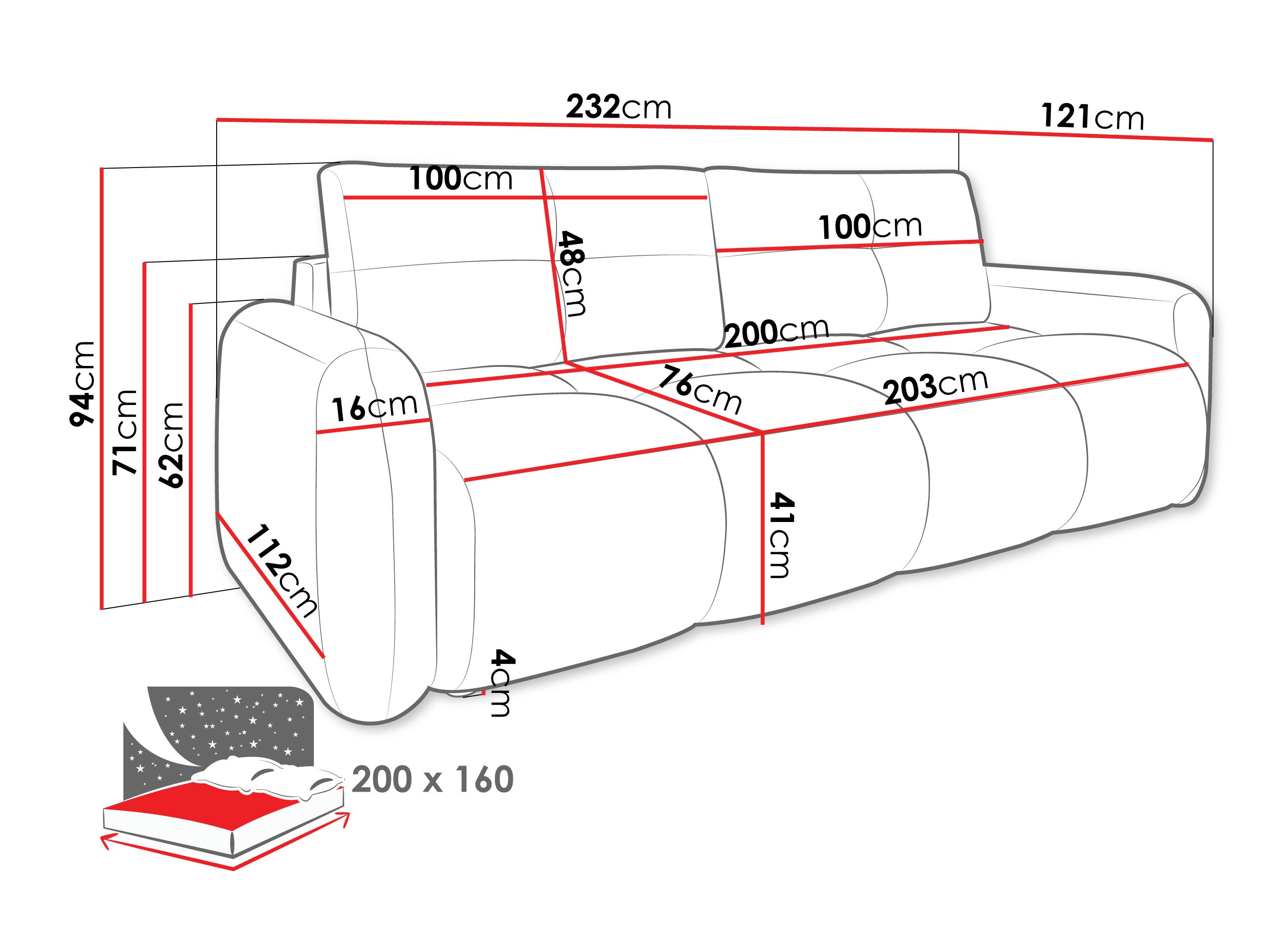 Divano letto Clinton 100 (Lambi 06)