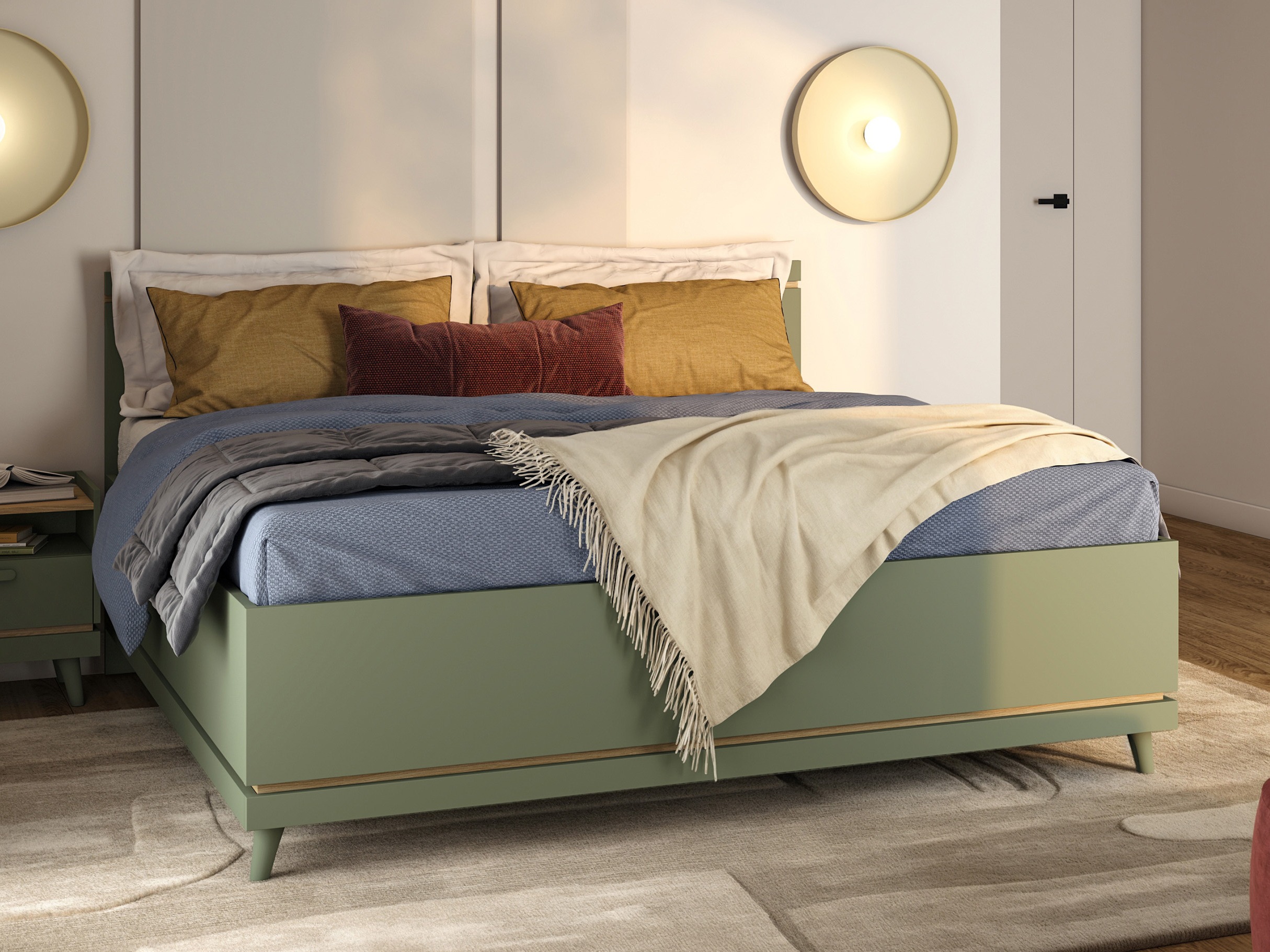 Letto Fertalu 107 (Verde + Quercia)