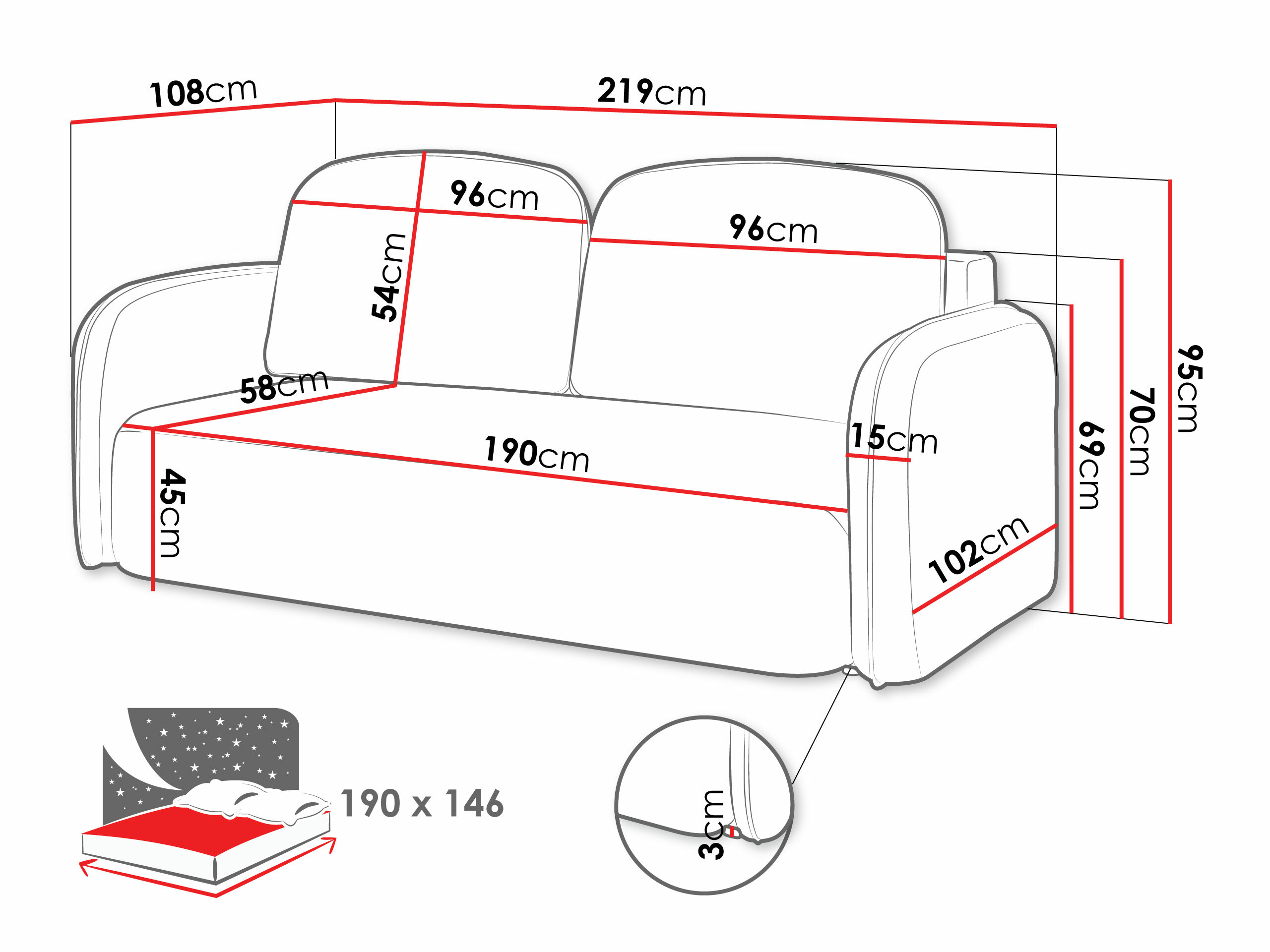 Divano letto ComfiDream Lumena (Cremona 81)