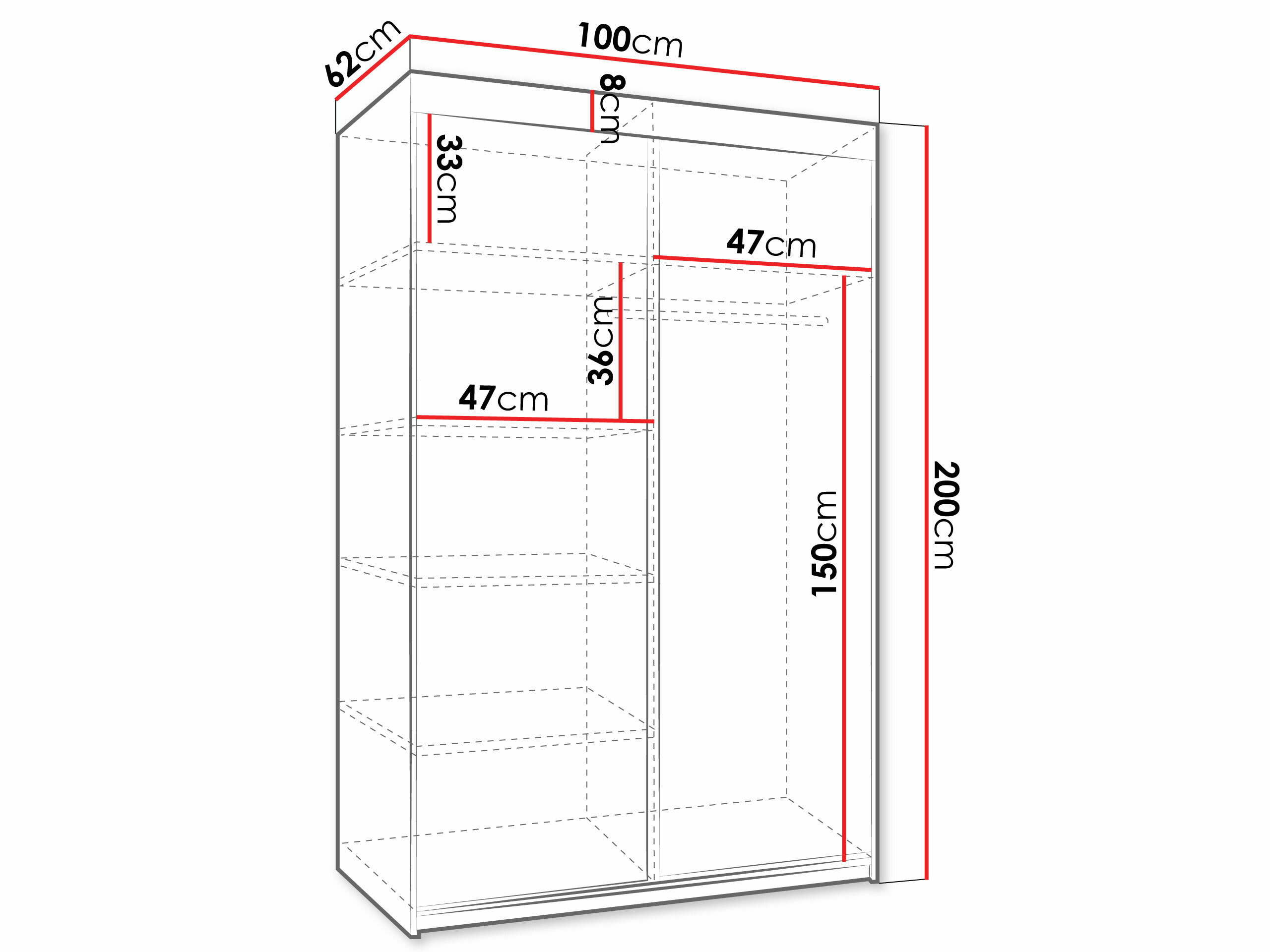 Armadio Dover 102 (Cenere scuro)