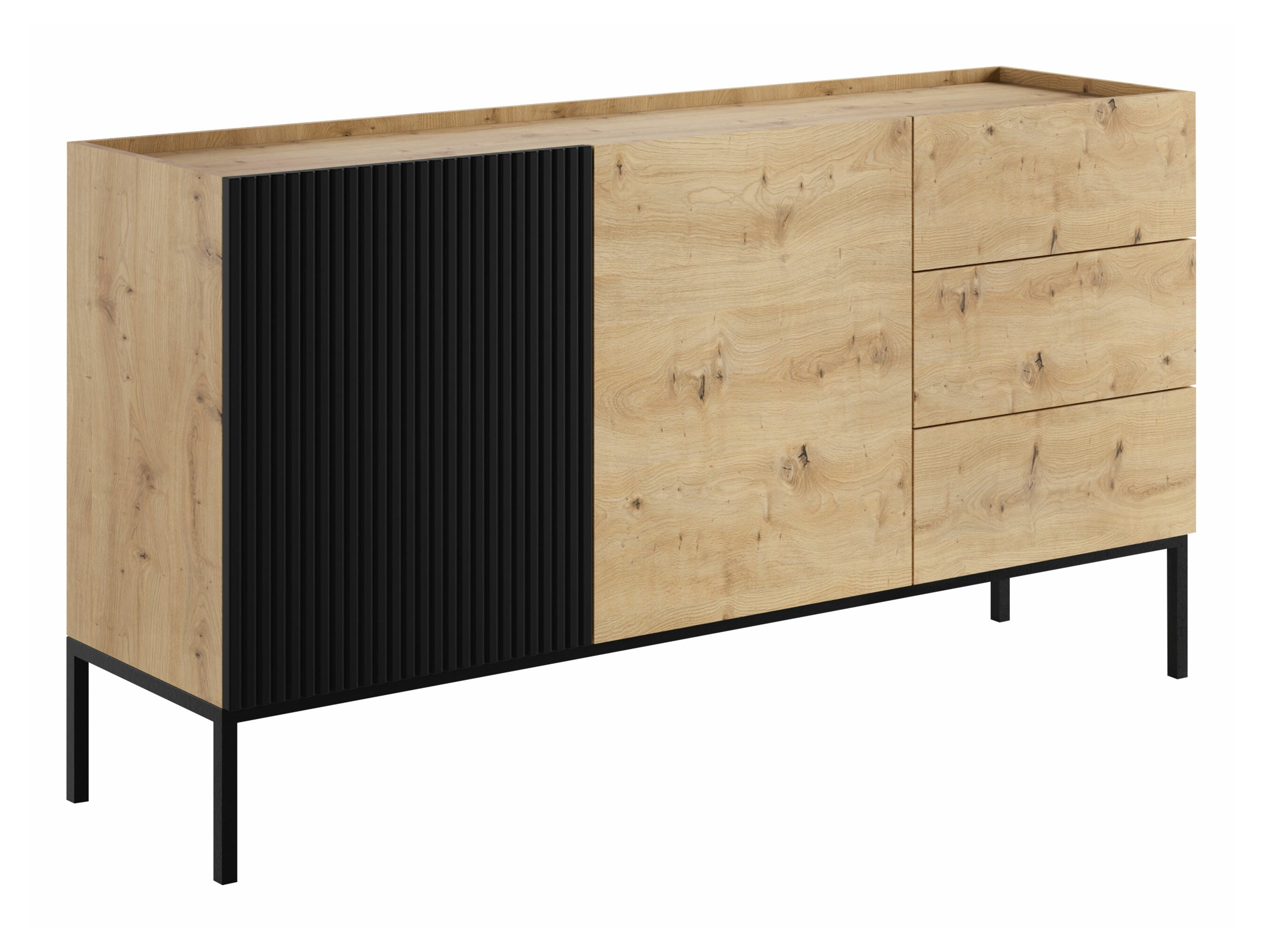 Cassettiera Lunole 114 (Rovere Artisan + Nero)