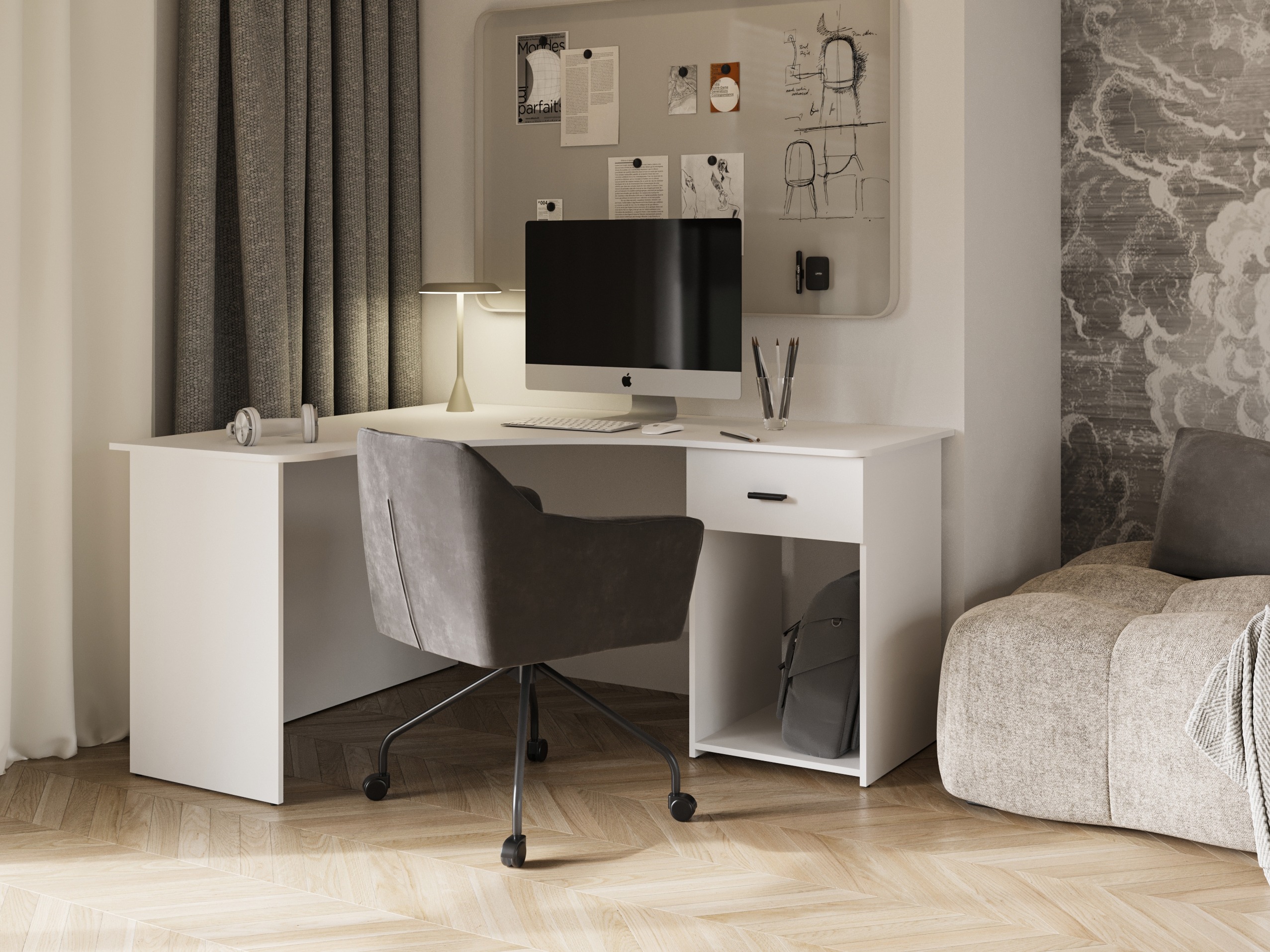Scrivanie angolare Austin 303 (Bianco)