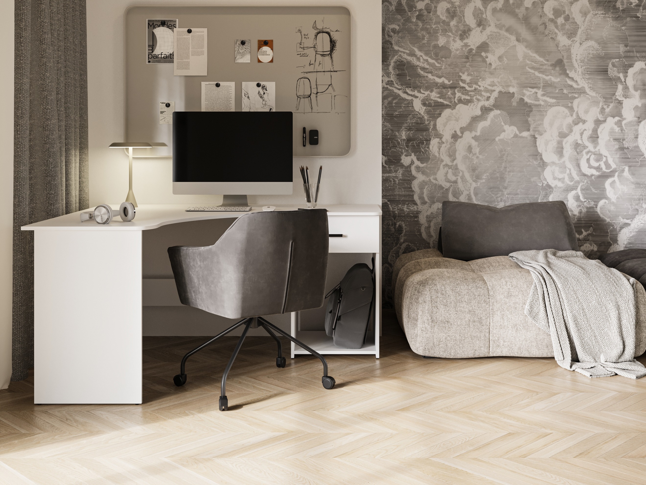 Scrivanie angolare Austin 303 (Bianco)