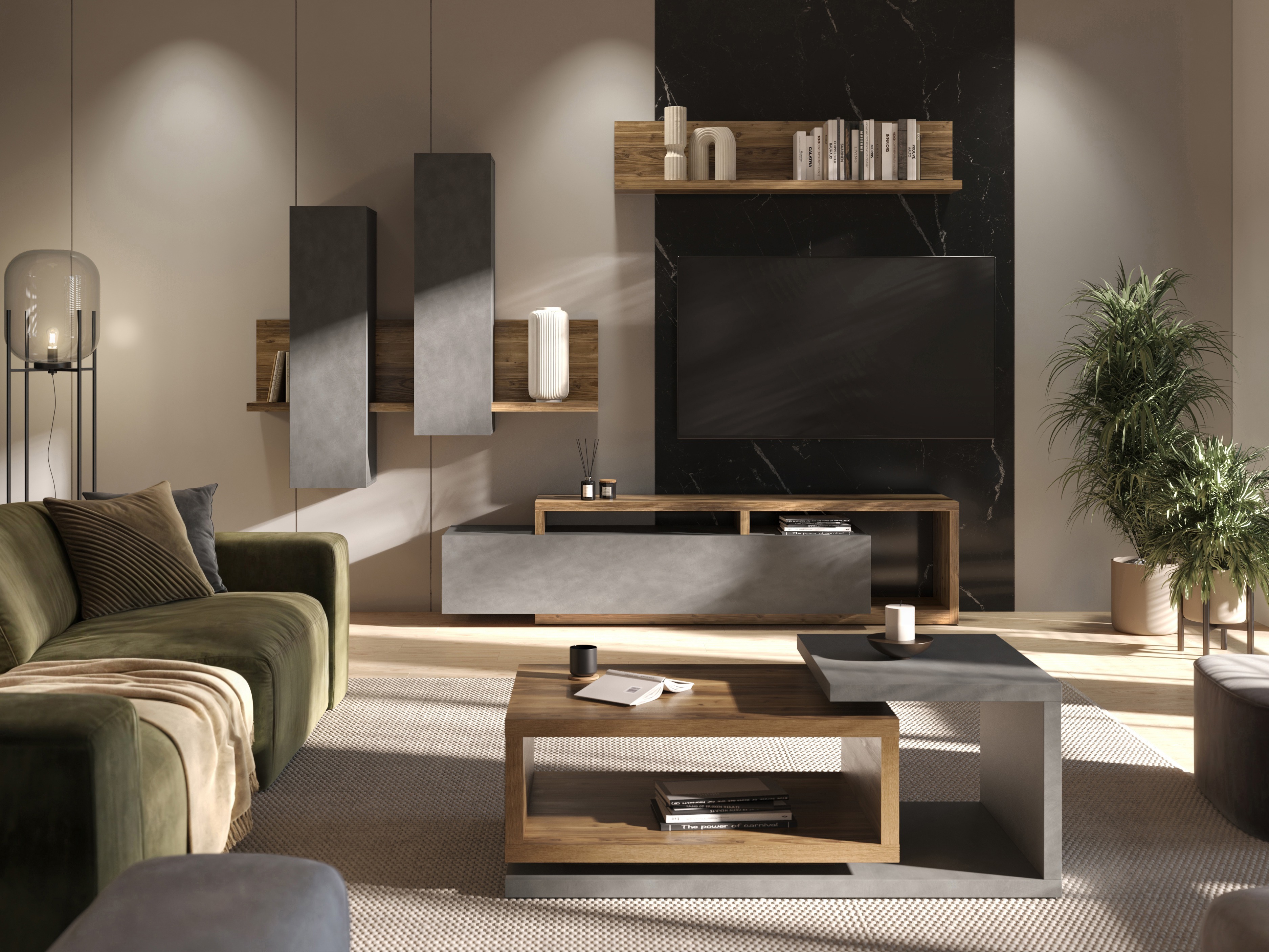 Pensile Lutiva 101 (Matera grigio + Abete scuro)