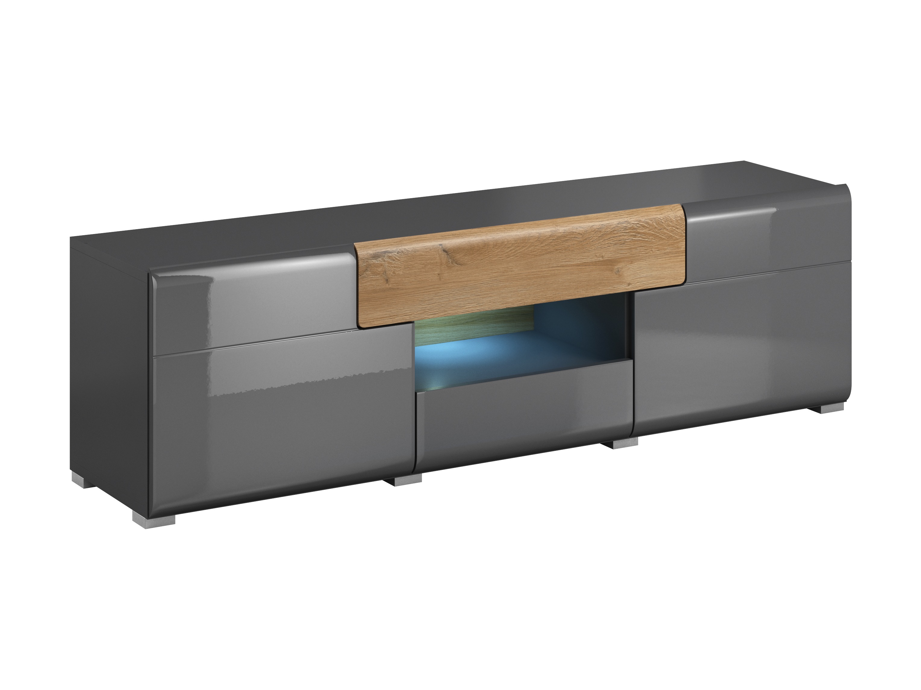 Mobile porta TV Torsone 101 (Antracite + Gloss antracite + Nipote di quercia)