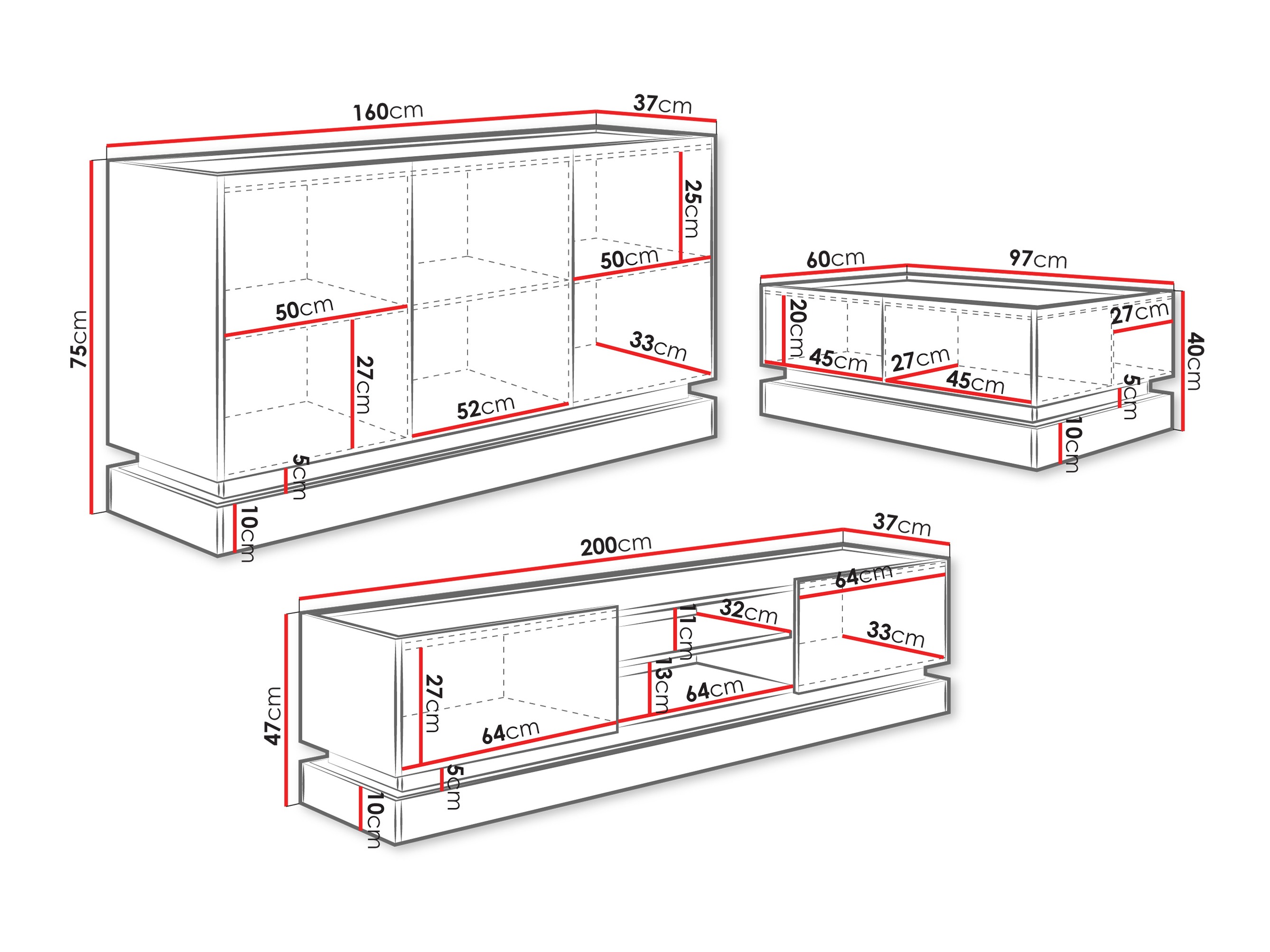 Parete attrezzata Comfivo Dalvenu 104 (Nero + Quercia)