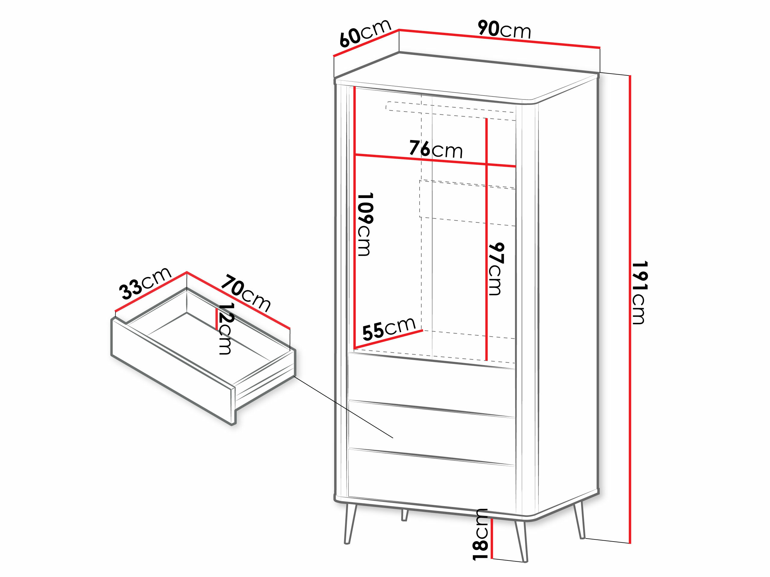 Armadio Lufela 100 (Cachemire + Noce)