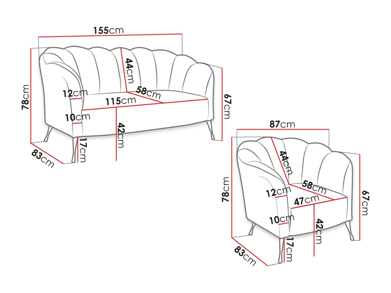 Set mobili imbottiti Providence 152 (Eureka 2121)