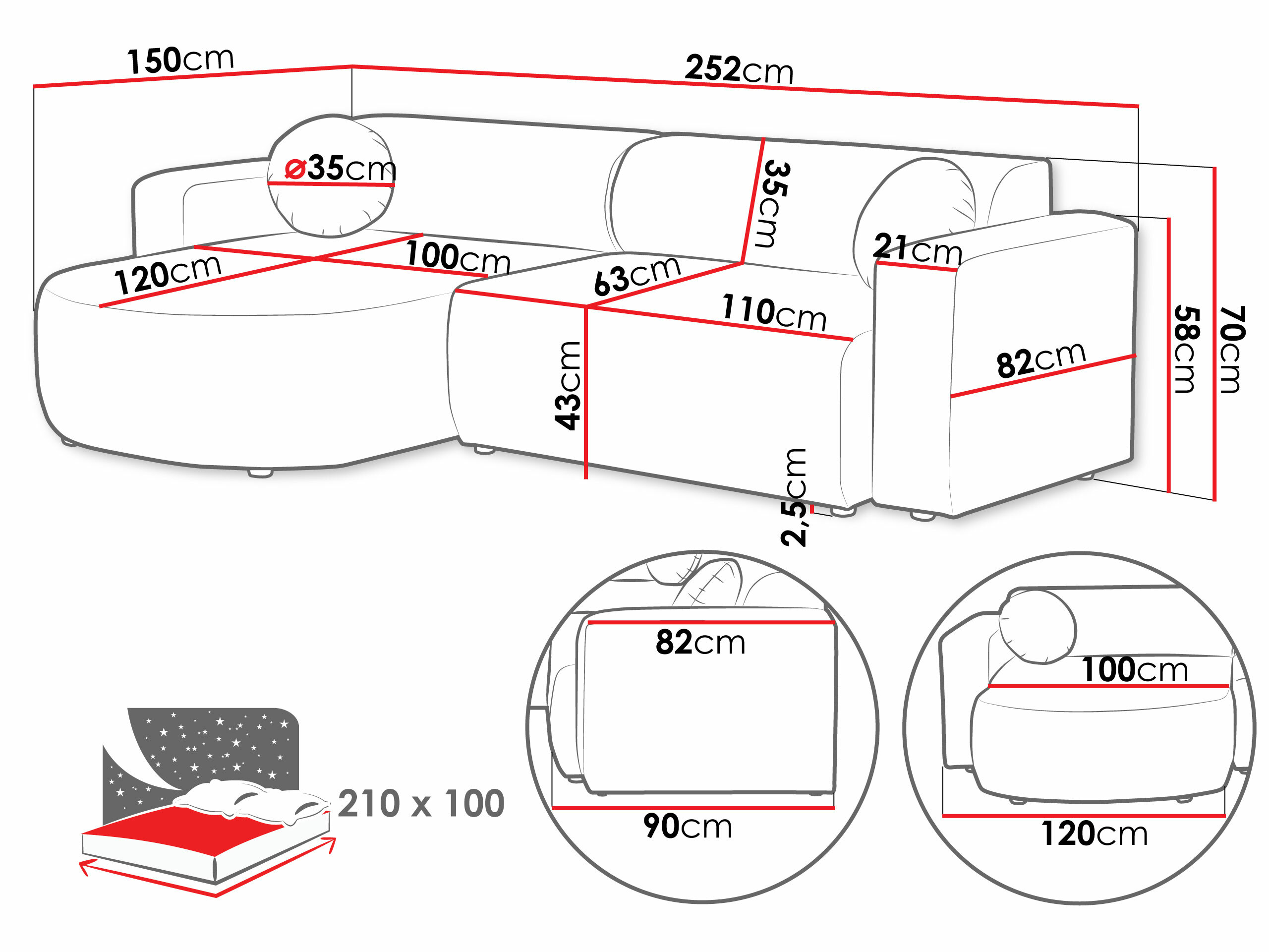Divano angolare Comfivo Pullus (Velo 623)