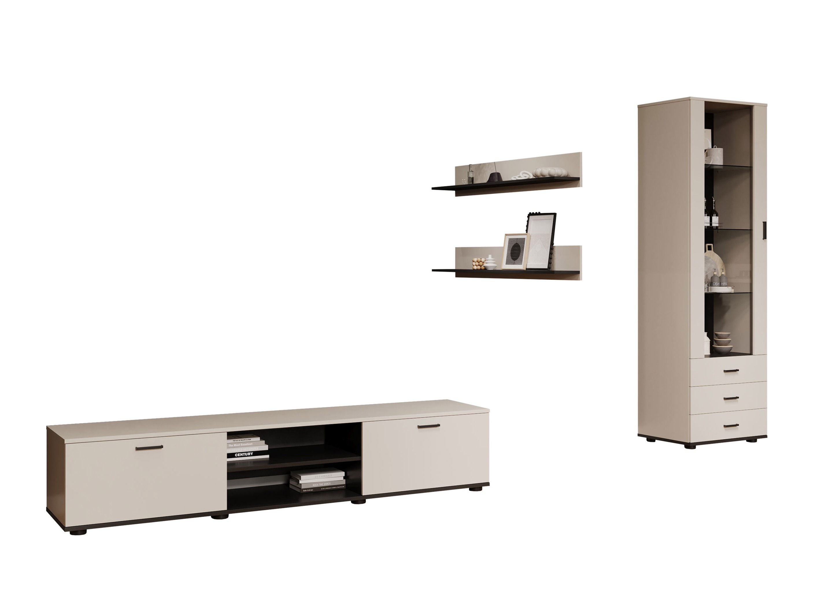 Parete attrezzata Tornola 107 (Cachemire + Nero)