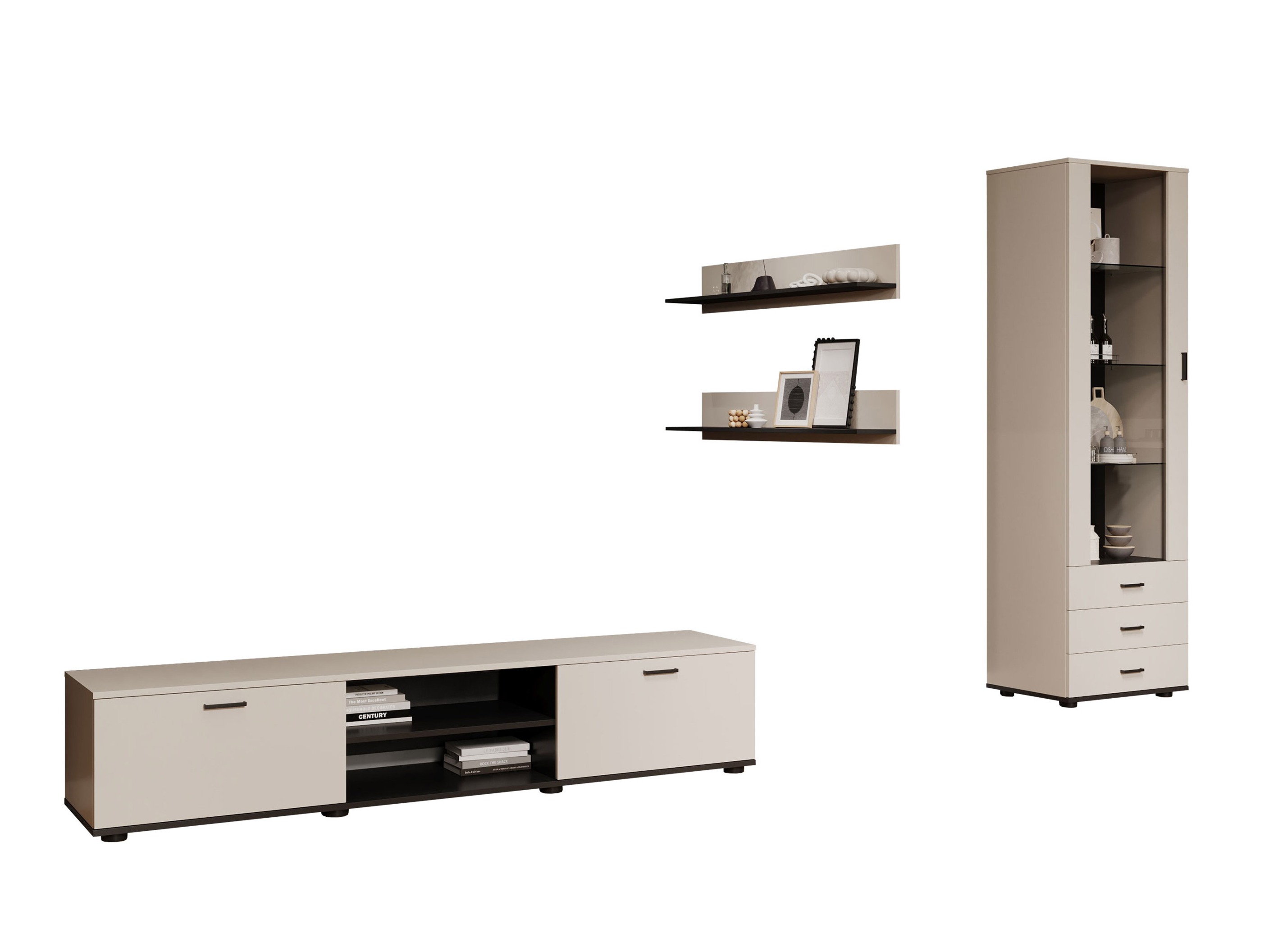 Parete attrezzata Tornola 107 (Cachemire + Nero)