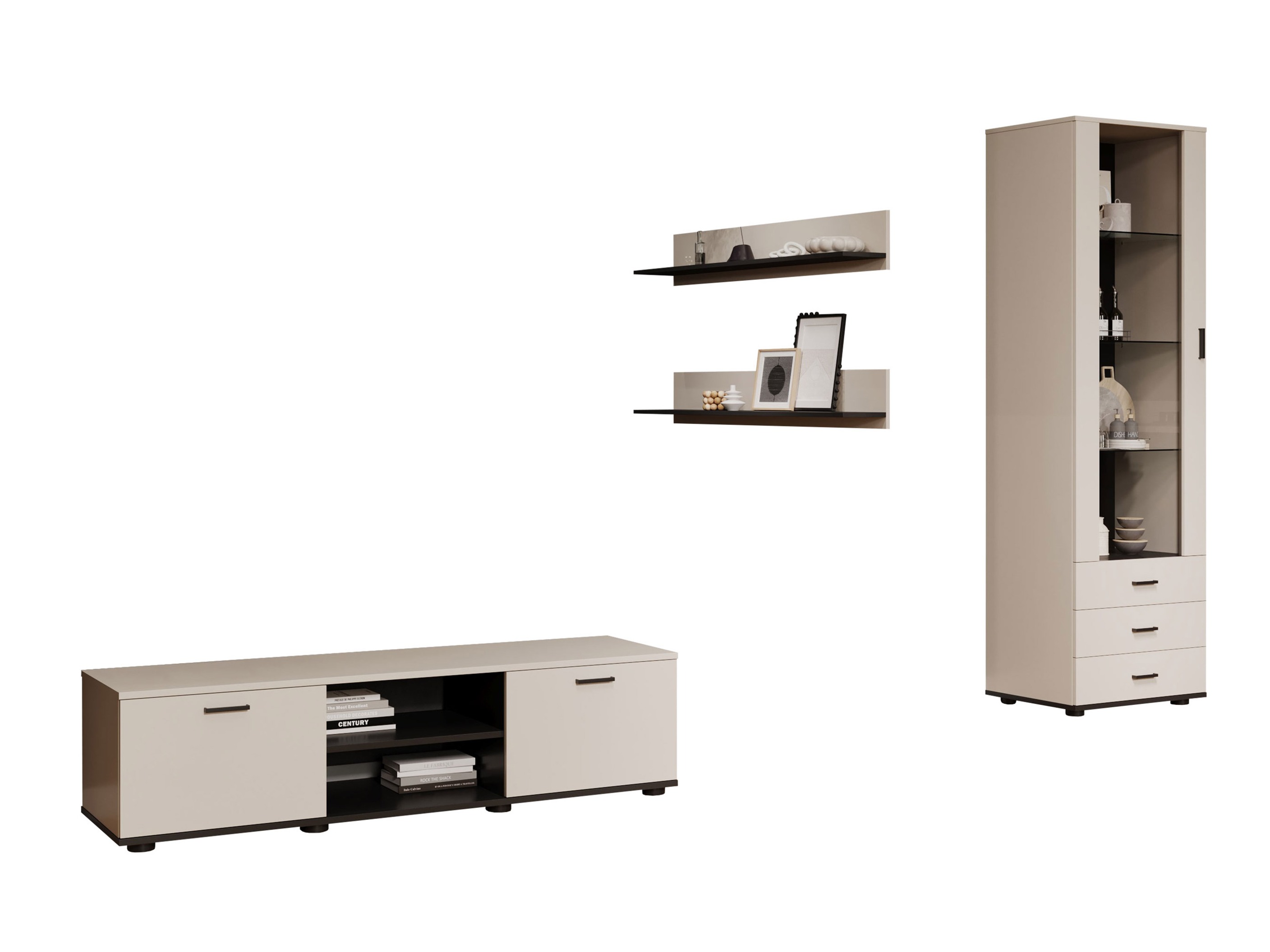 Parete attrezzata Tornola 110 (Cachemire + Nero)