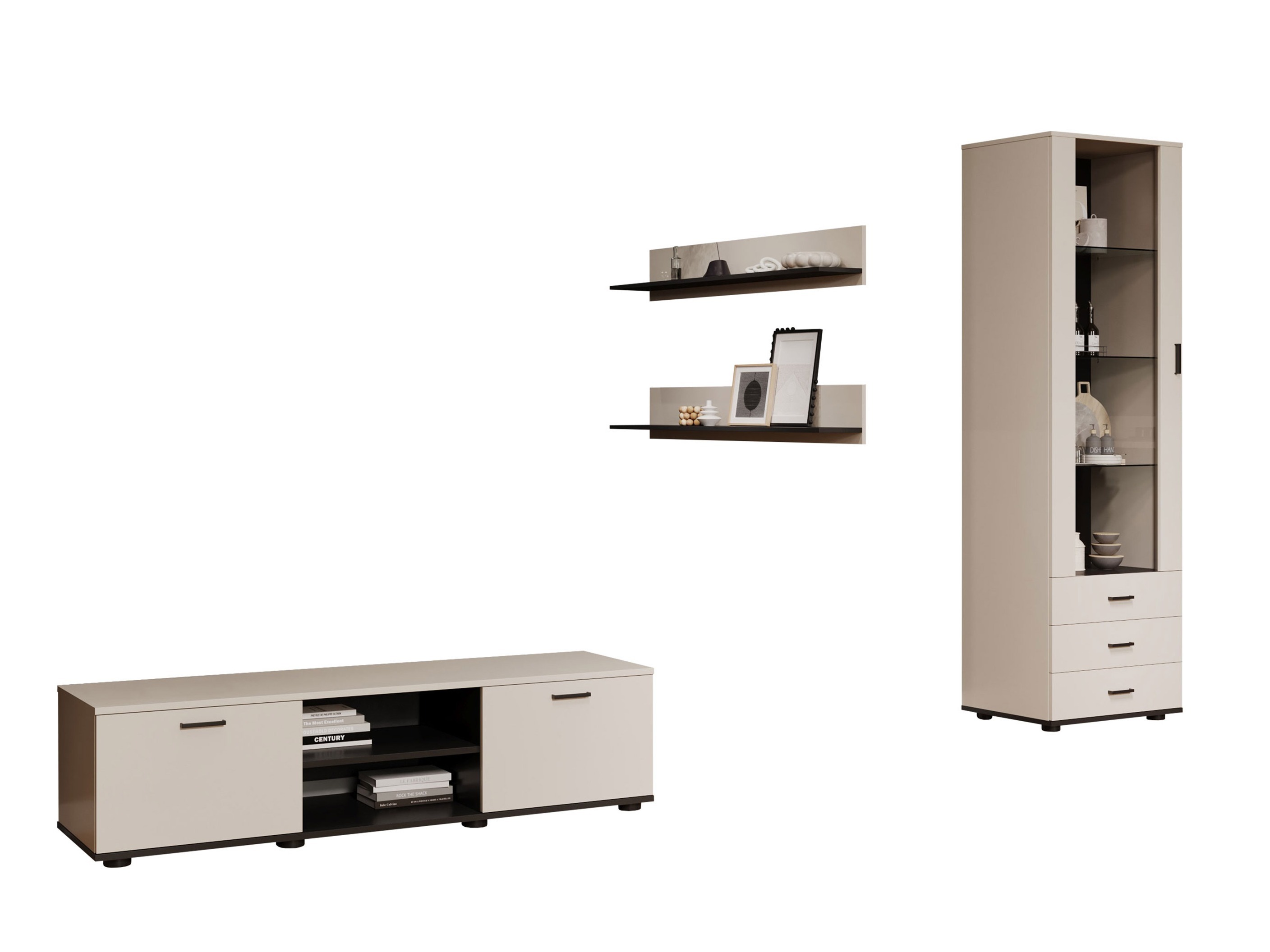 Parete attrezzata Tornola 110 (Cachemire + Nero)