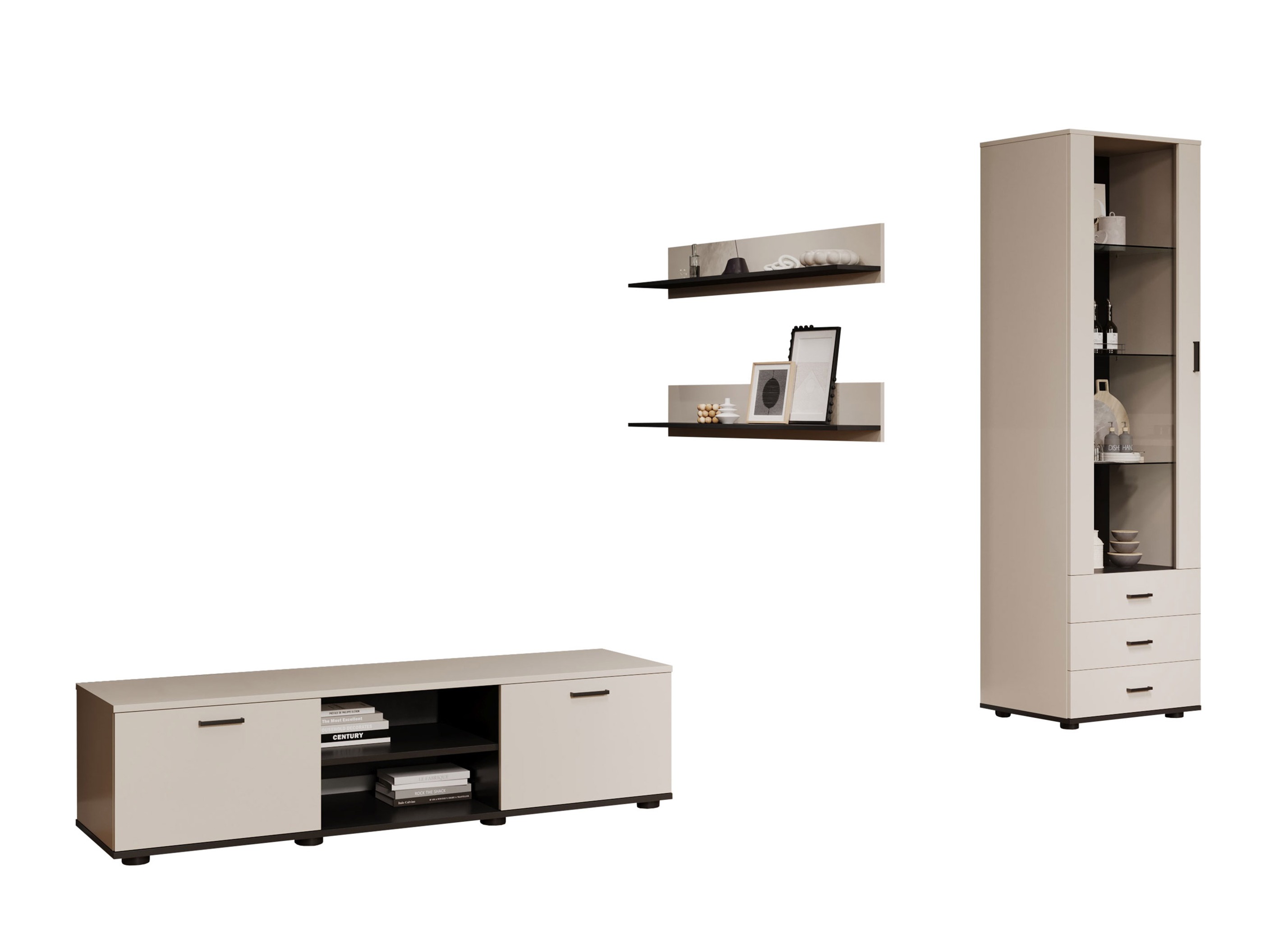 Parete attrezzata Tornola 110 (Cachemire + Nero)