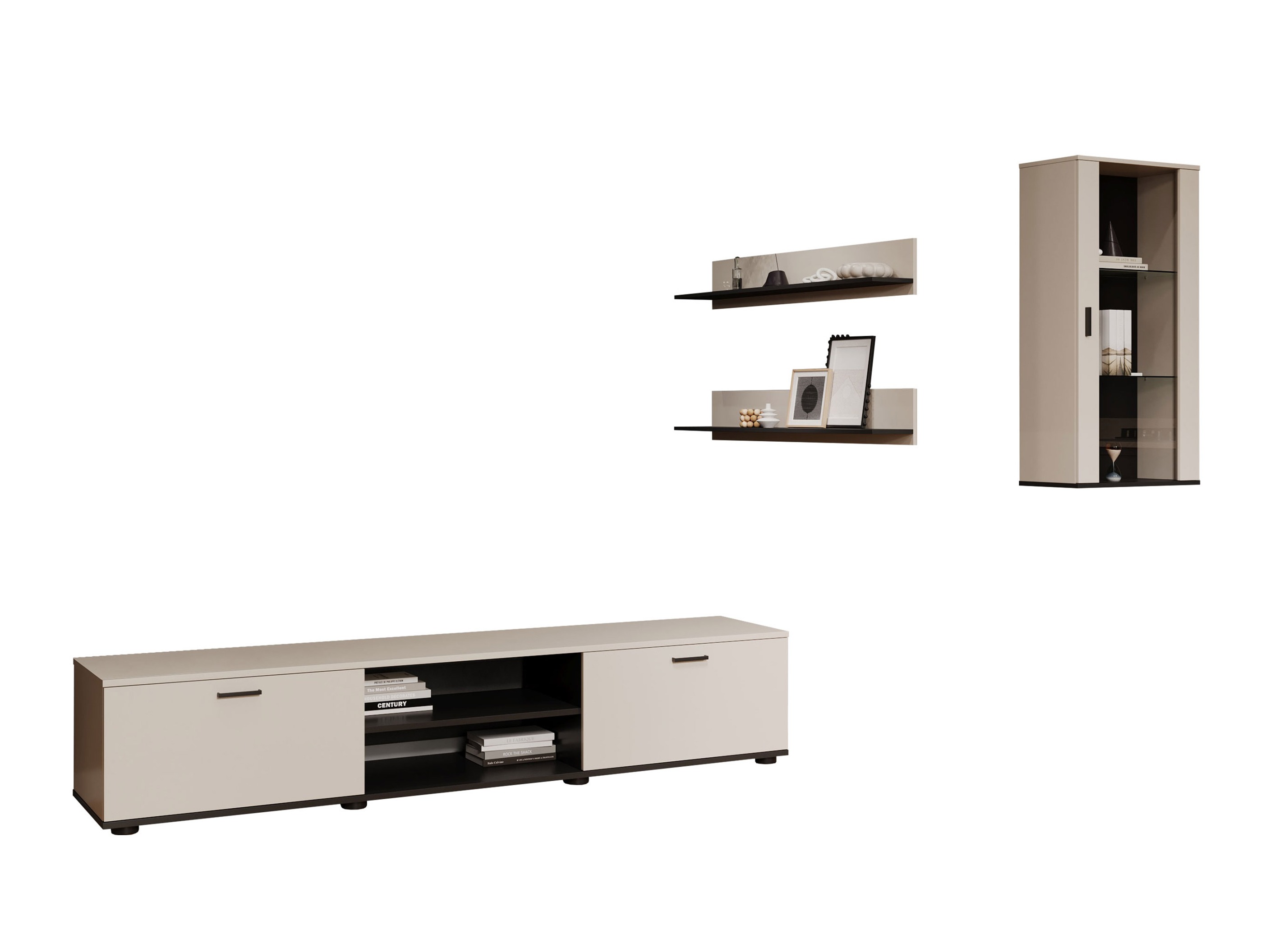 Parete attrezzata Tornola 113 (Cachemire + Nero)