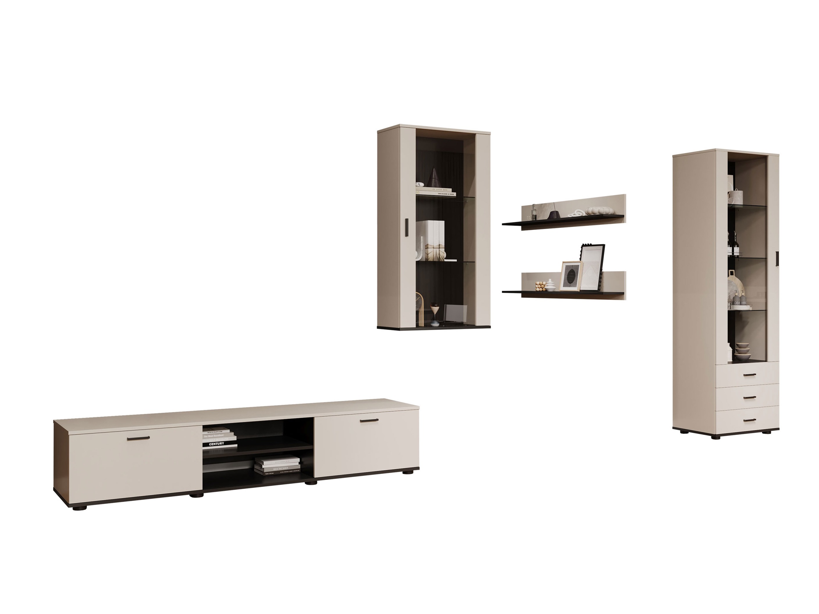 Parete attrezzata Tornola 114 (Cachemire + Nero)