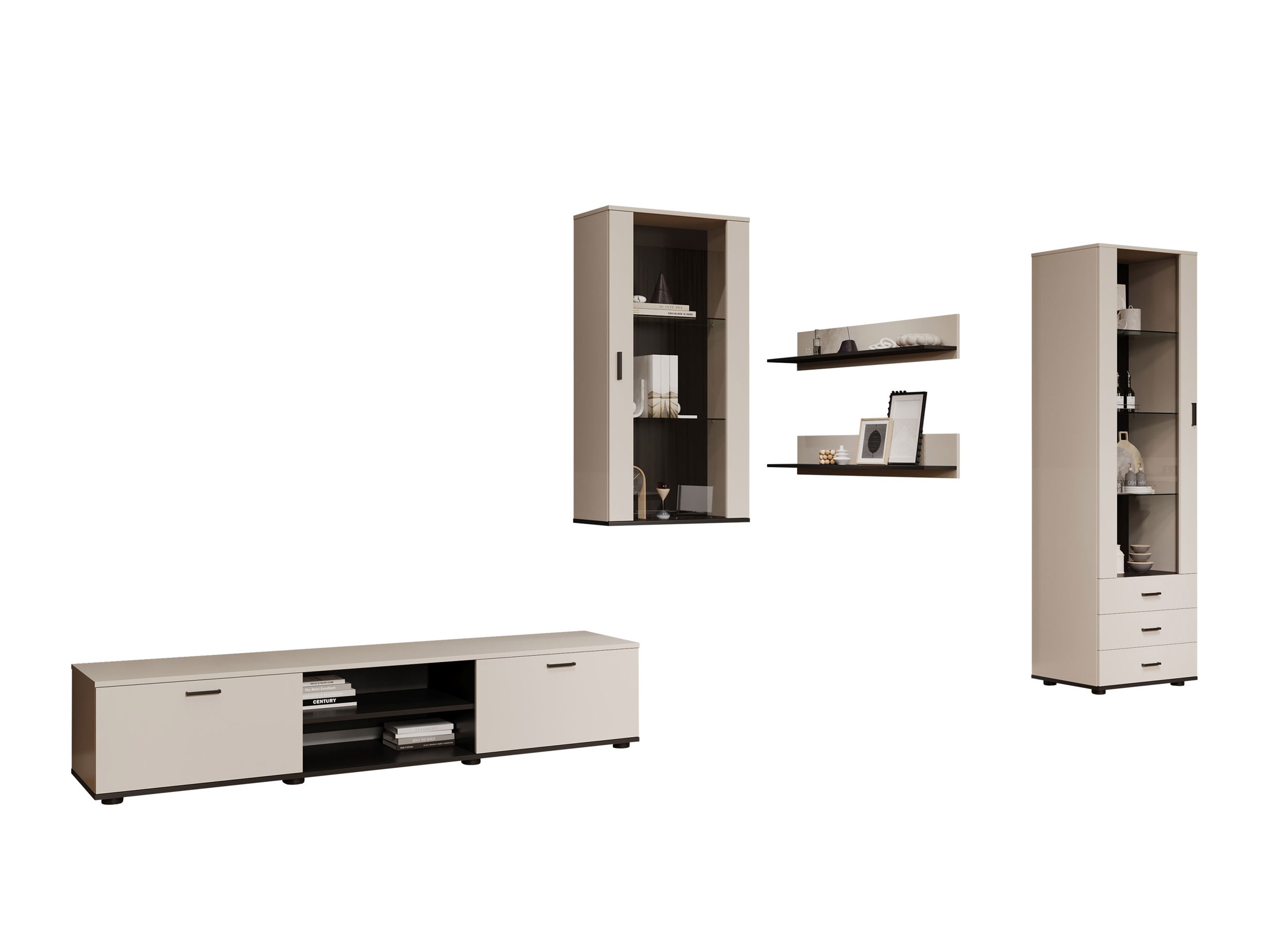 Parete attrezzata Tornola 114 (Cachemire + Nero)