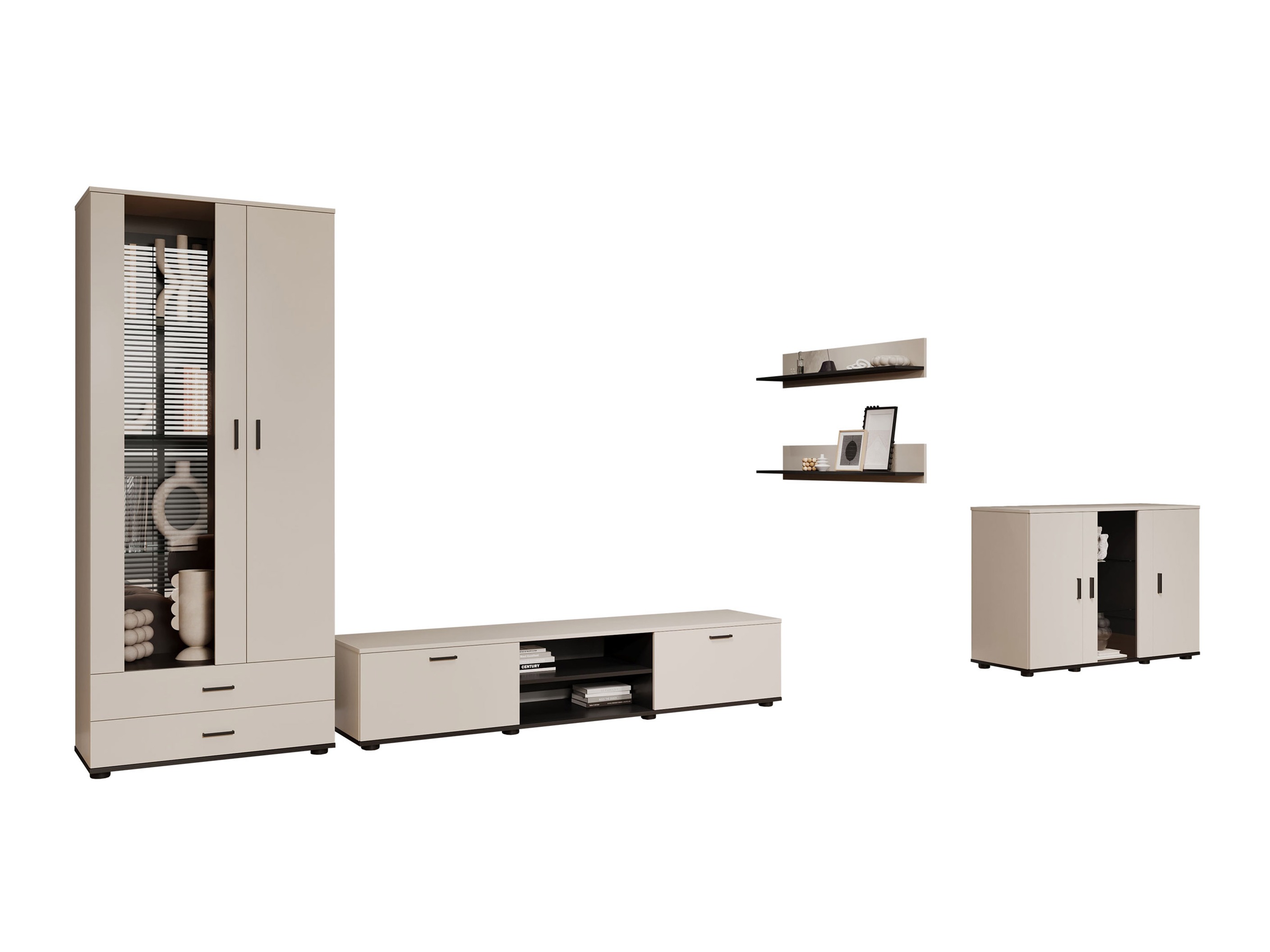 Parete attrezzata Tornola 116 (Cachemire + Nero)