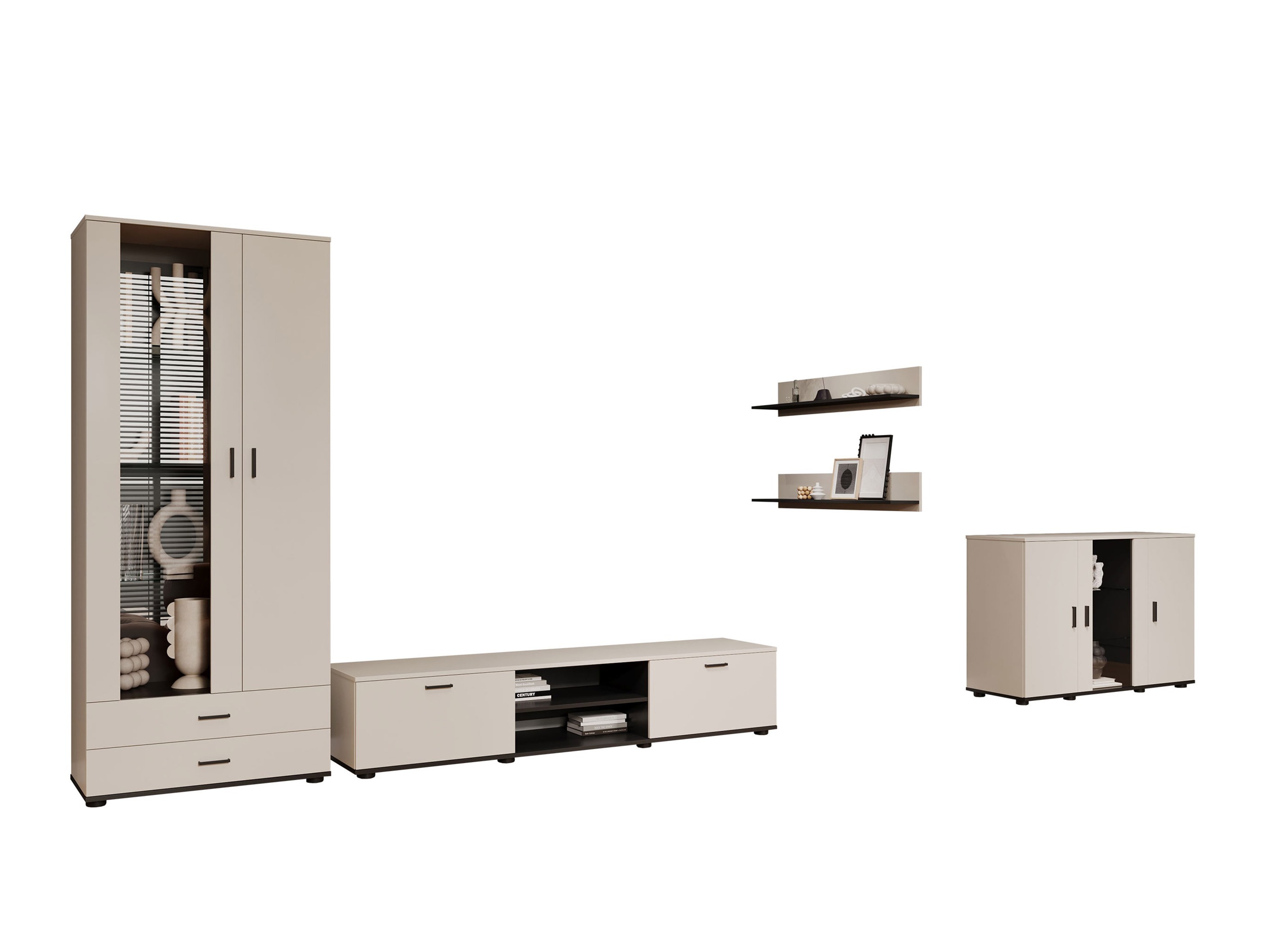 Parete attrezzata Tornola 116 (Cachemire + Nero)