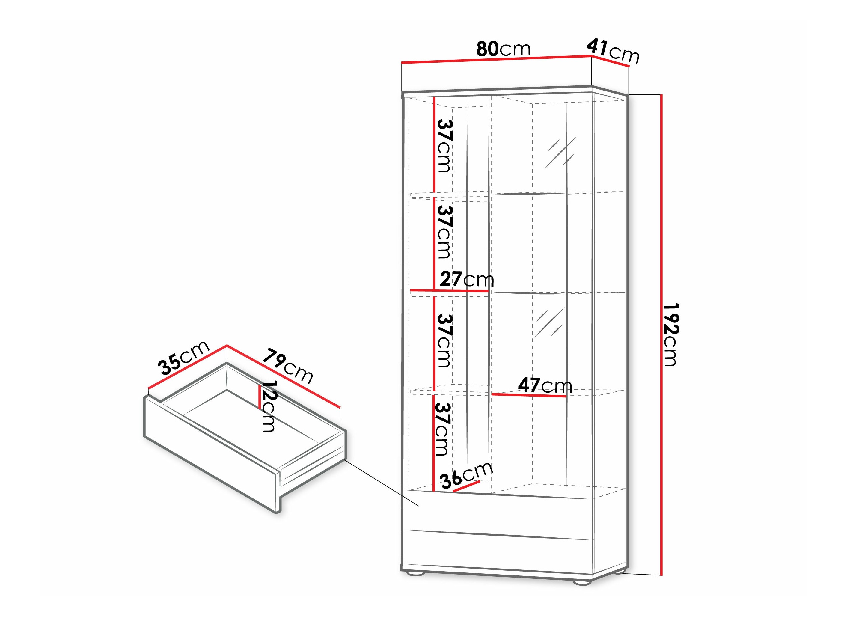 Scaffale Tornola 105 (Bianco + Bianco lucido)