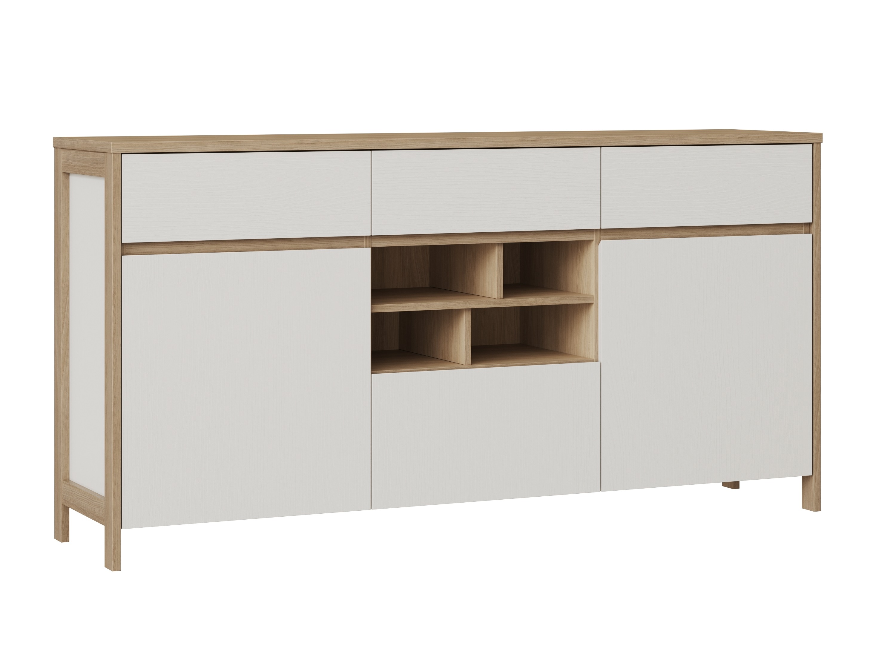 Cassettiera Fermaru 104 (Bianco + Quercia)