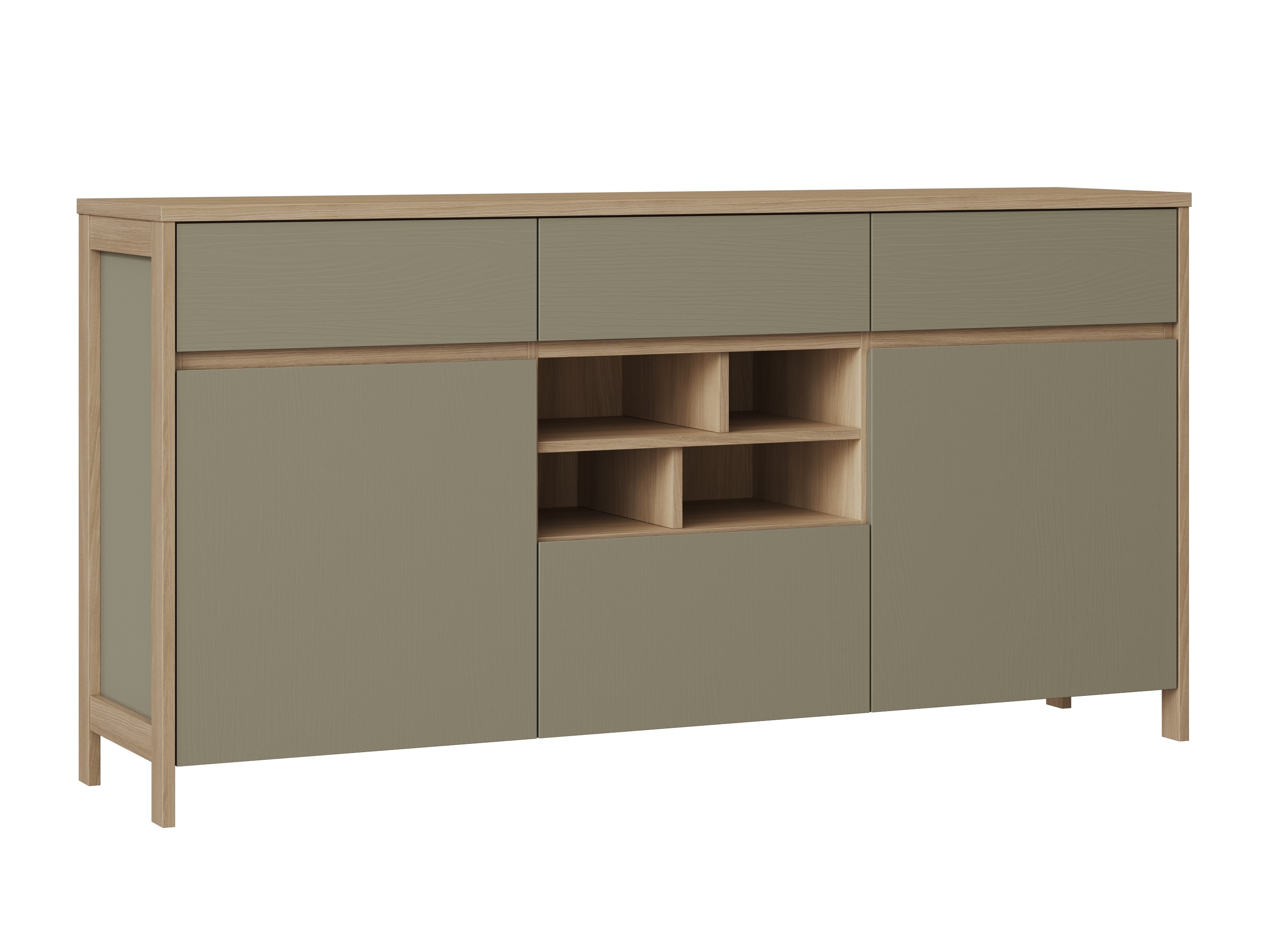 Cassettiera Fermaru 104 (Verde polveroso + Quercia)