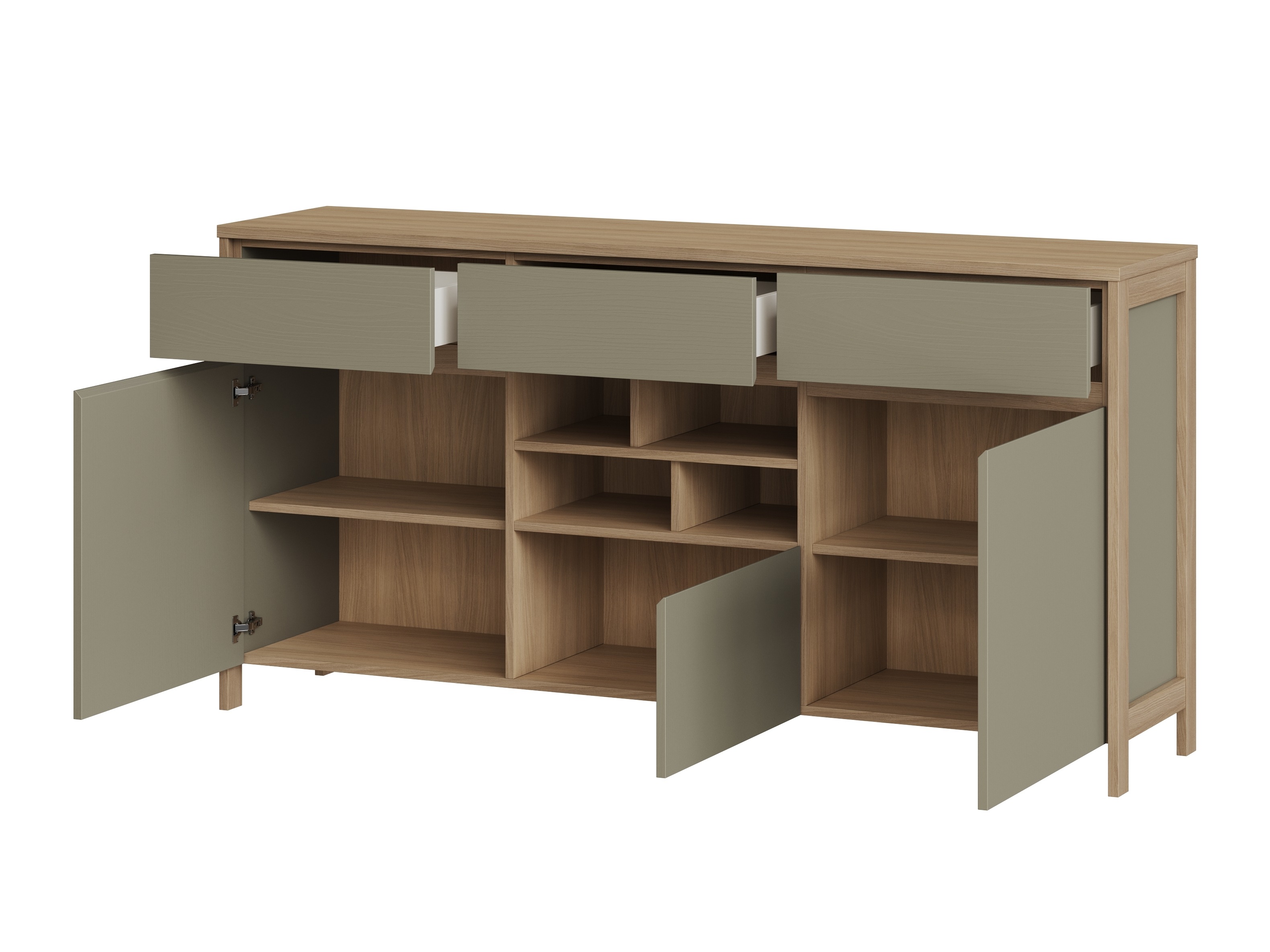 Cassettiera Fermaru 104 (Verde polveroso + Quercia)