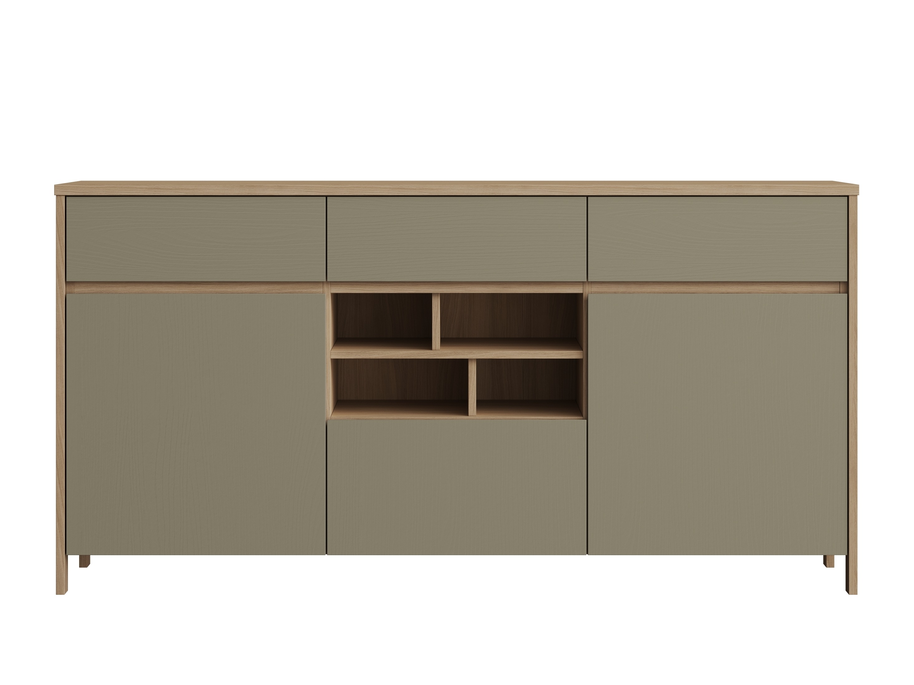 Cassettiera Fermaru 104 (Verde polveroso + Quercia)