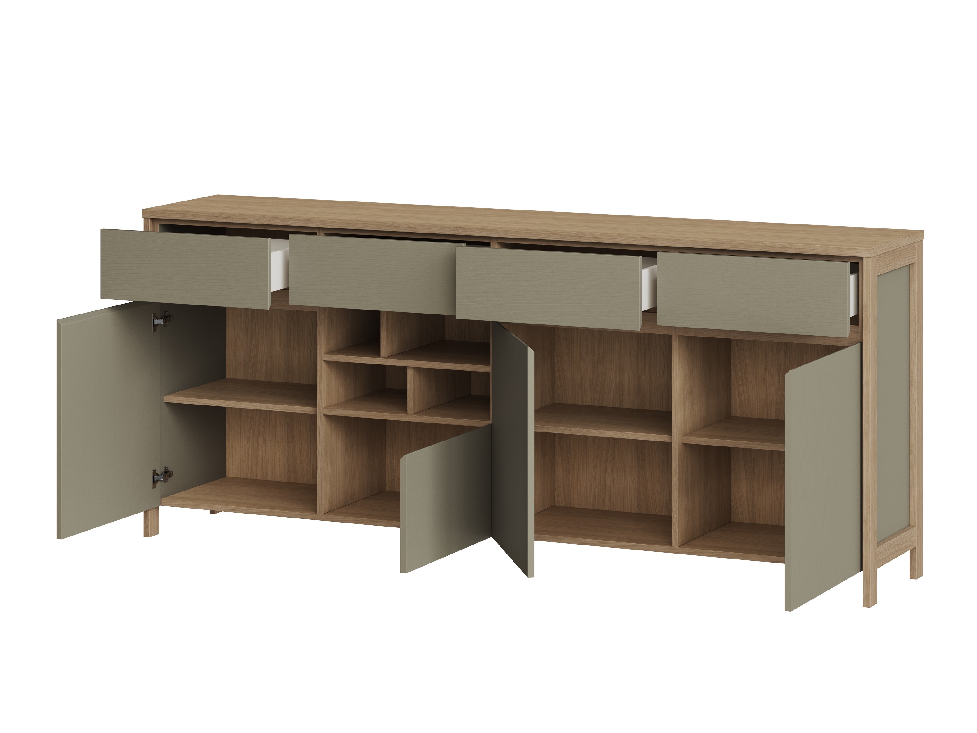 Cassettiera Fermaru 105 (Verde polveroso + Quercia)