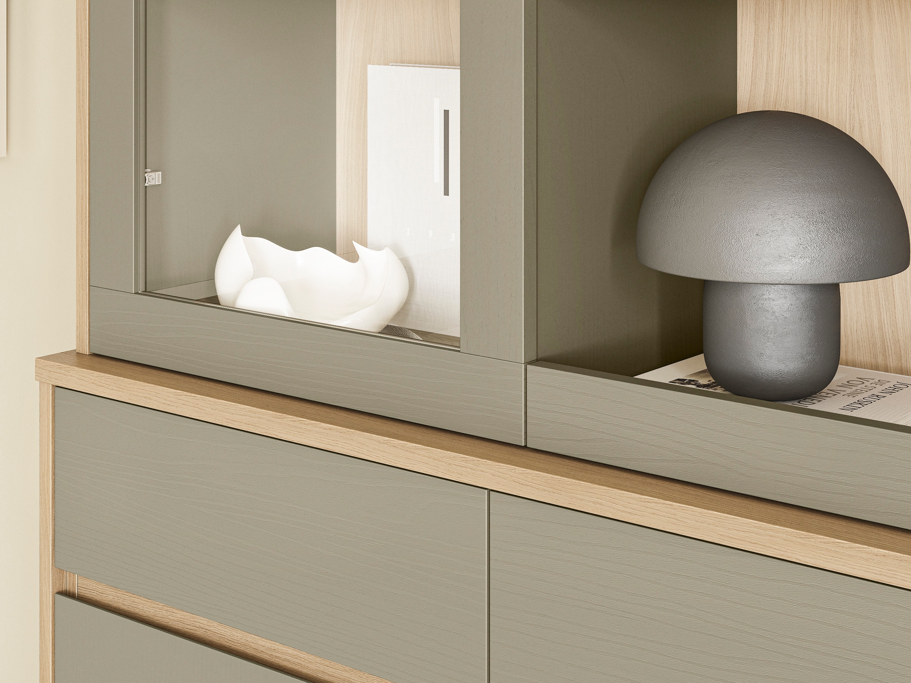 Scaffale Fermaru 100 (Verde polveroso + Quercia)