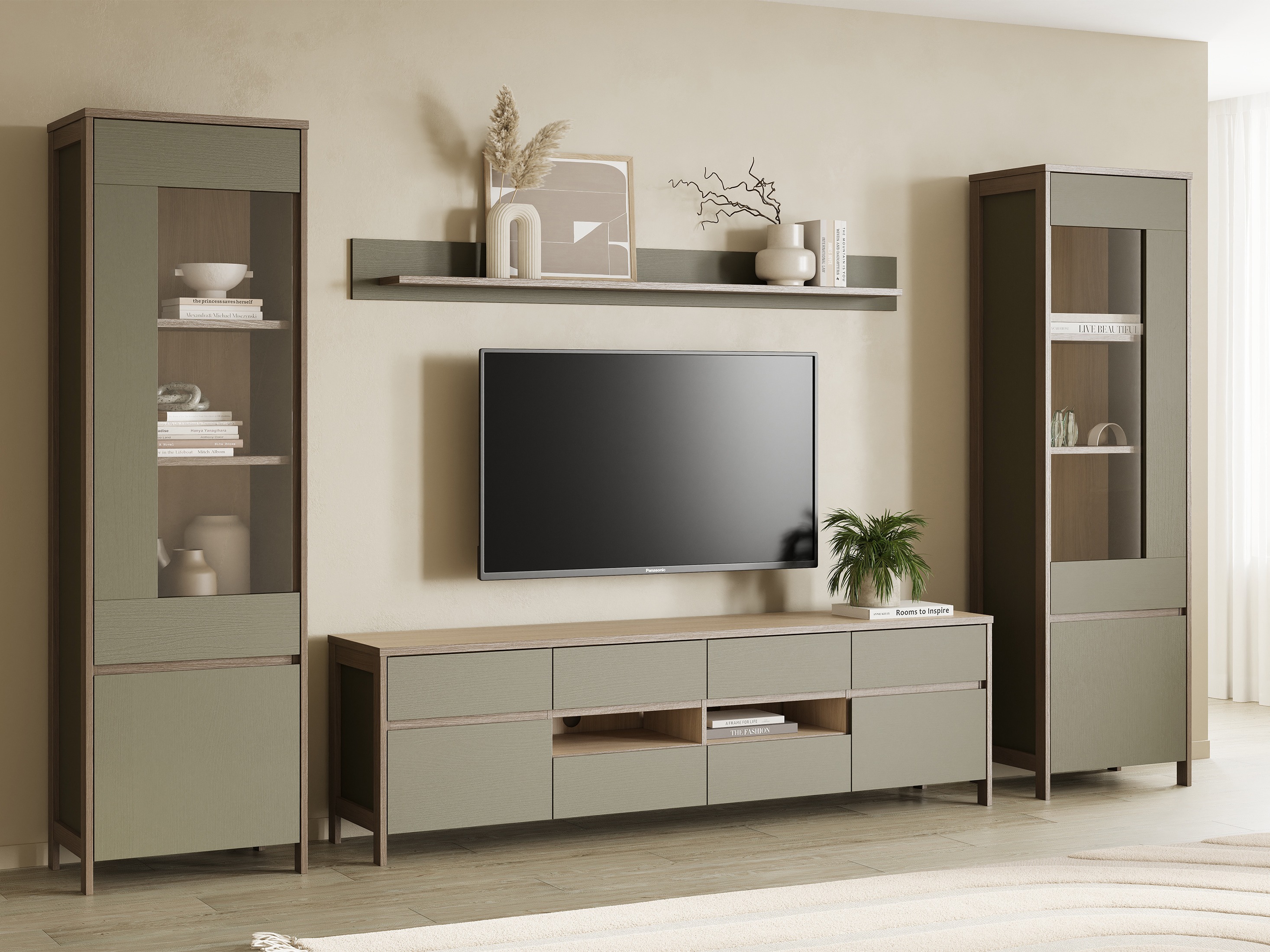 Scaffale Fermaru 101 (Verde polveroso + Quercia)