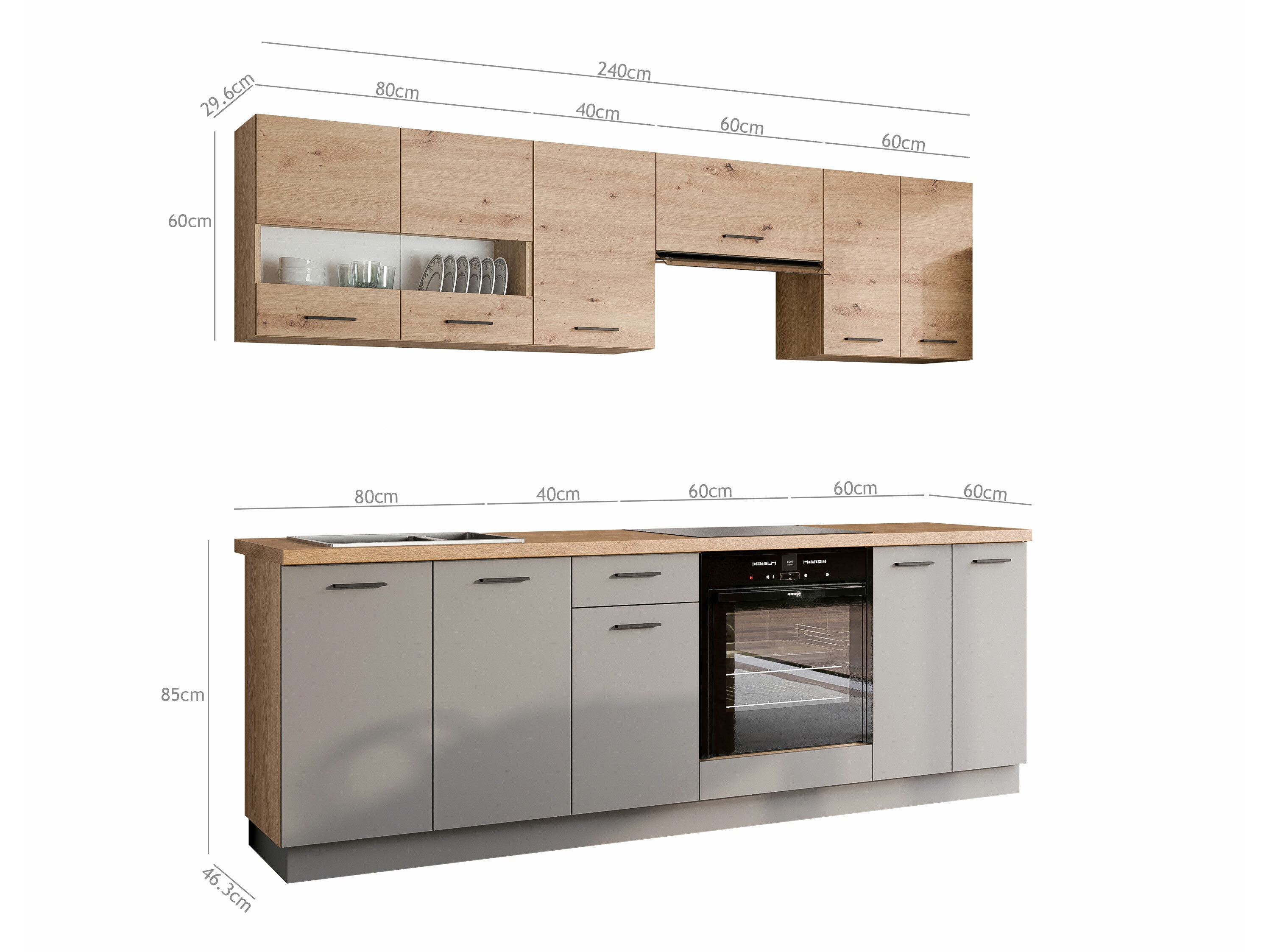 Set da cucina modulare Ati Grey Artisan 100