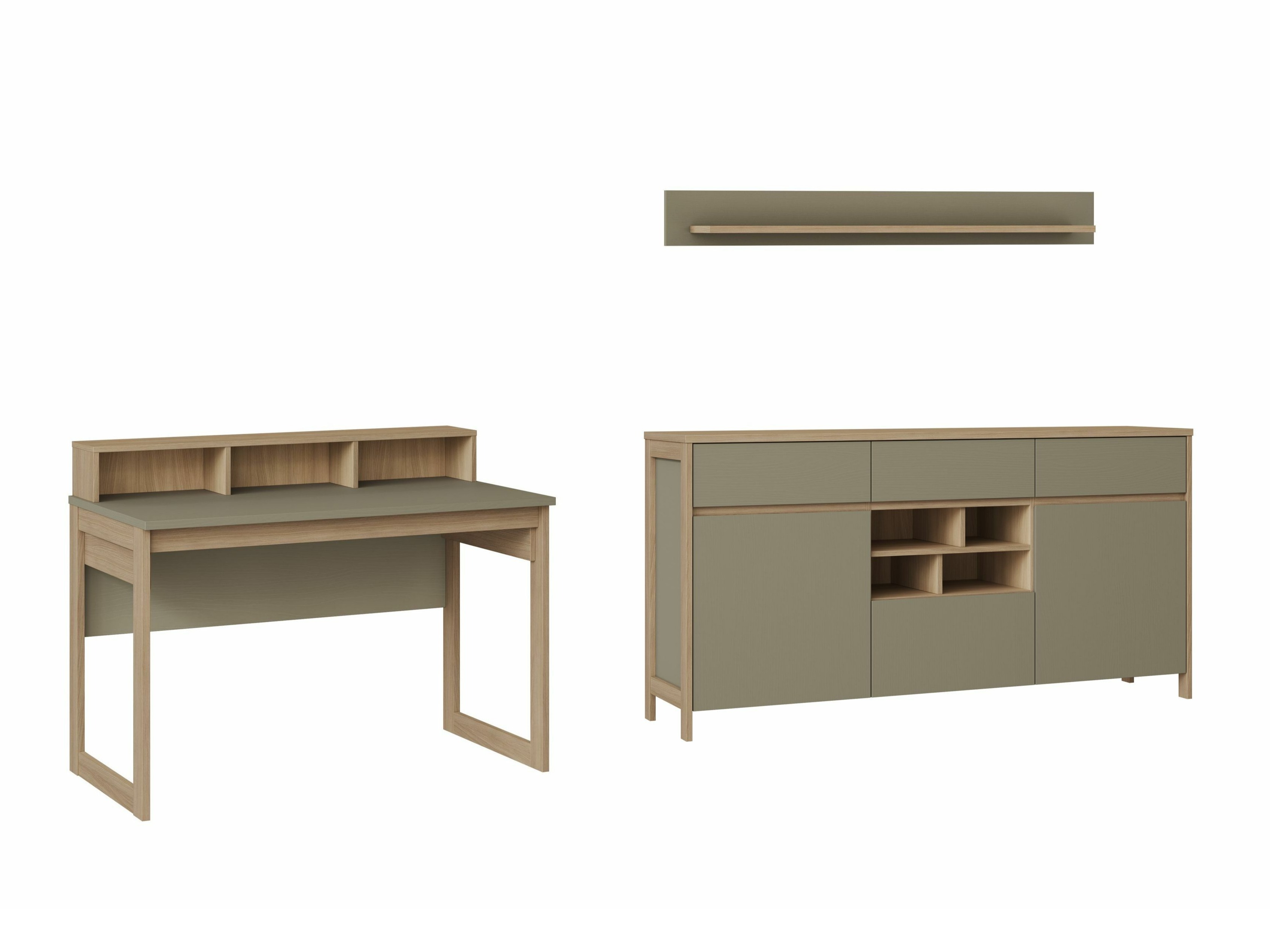 Set ufficio Fermaru 116 (Verde polveroso + Quercia)