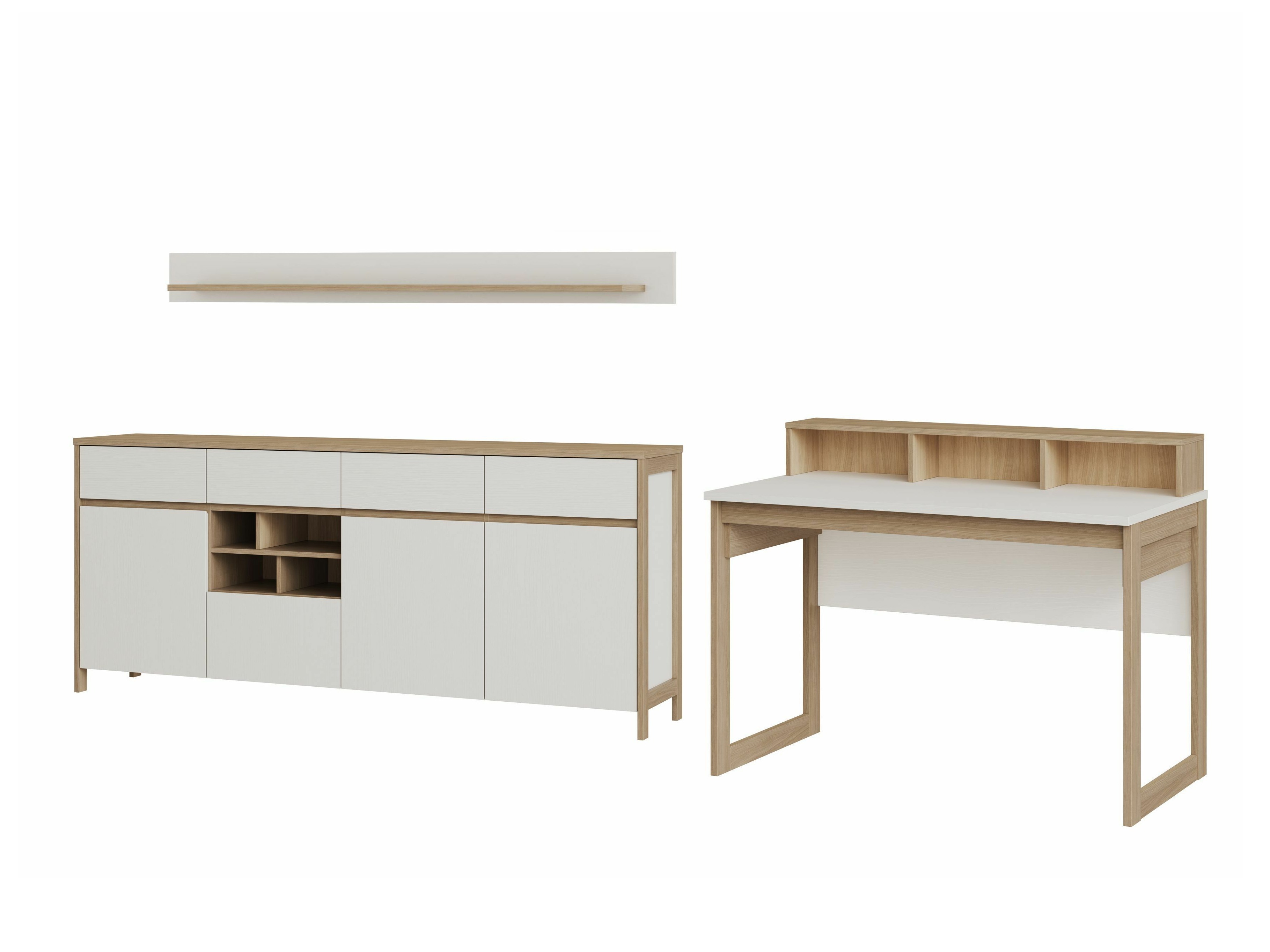 Set ufficio Fermaru 117 (Bianco + Quercia)