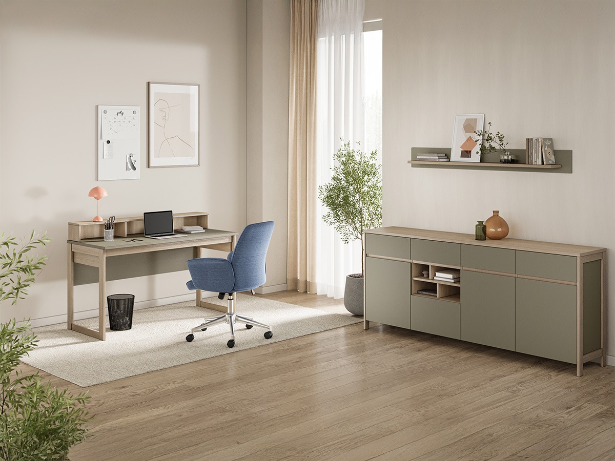 Set ufficio Fermaru 117 (Verde polveroso + Quercia)