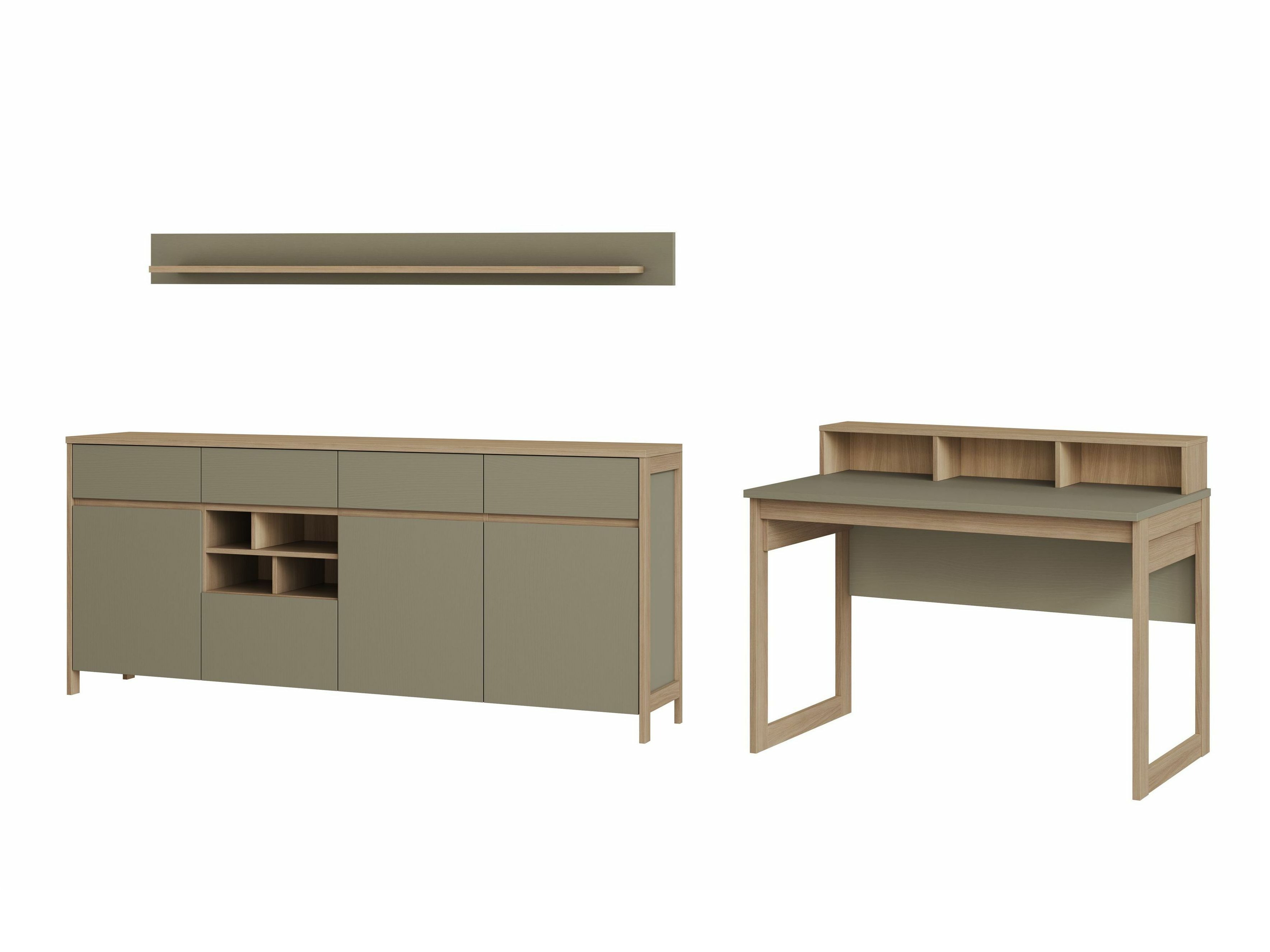 Set ufficio Fermaru 117 (Verde polveroso + Quercia)