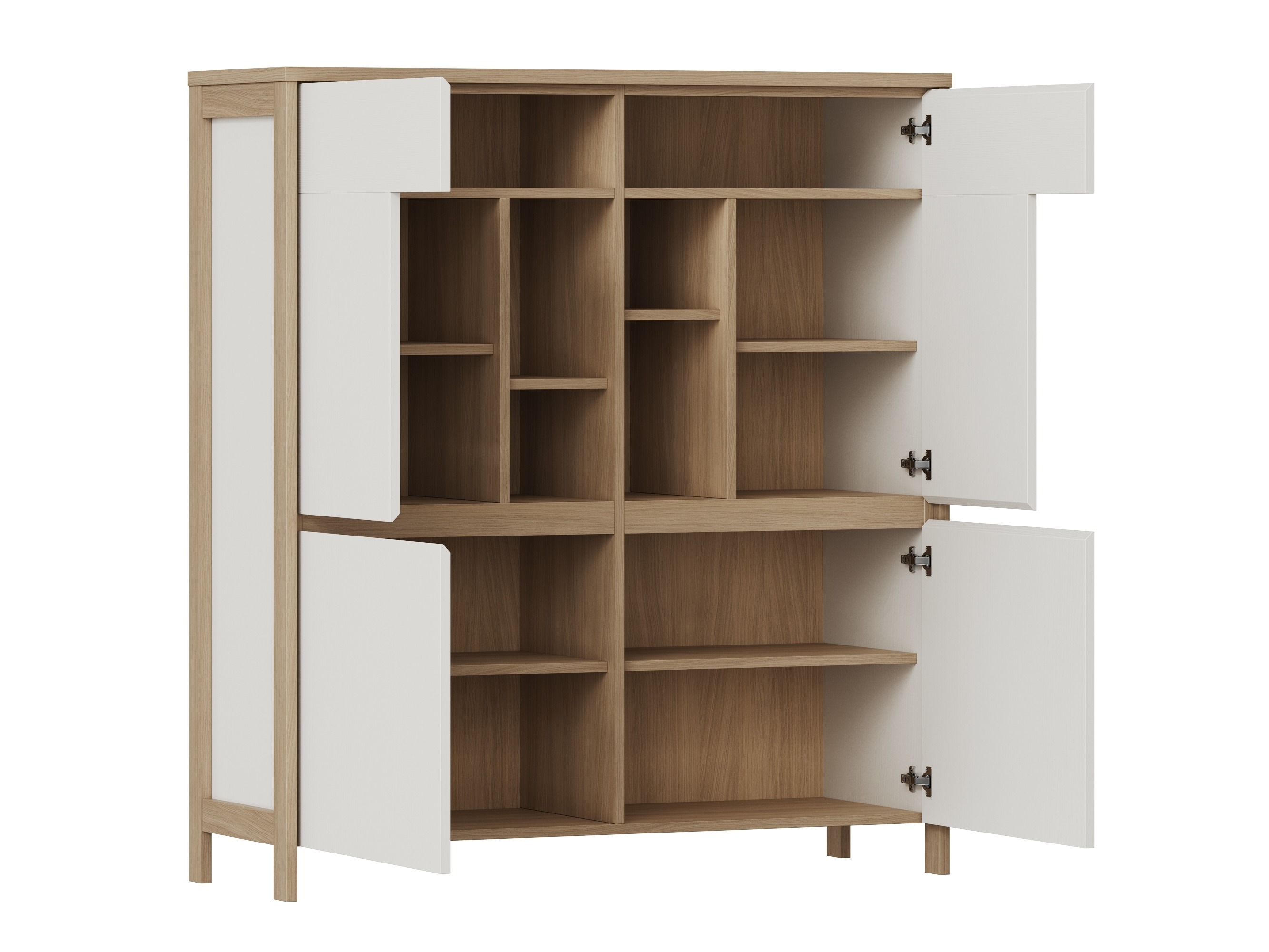 Parete attrezzata Fermaru 110 (Bianco + Quercia)