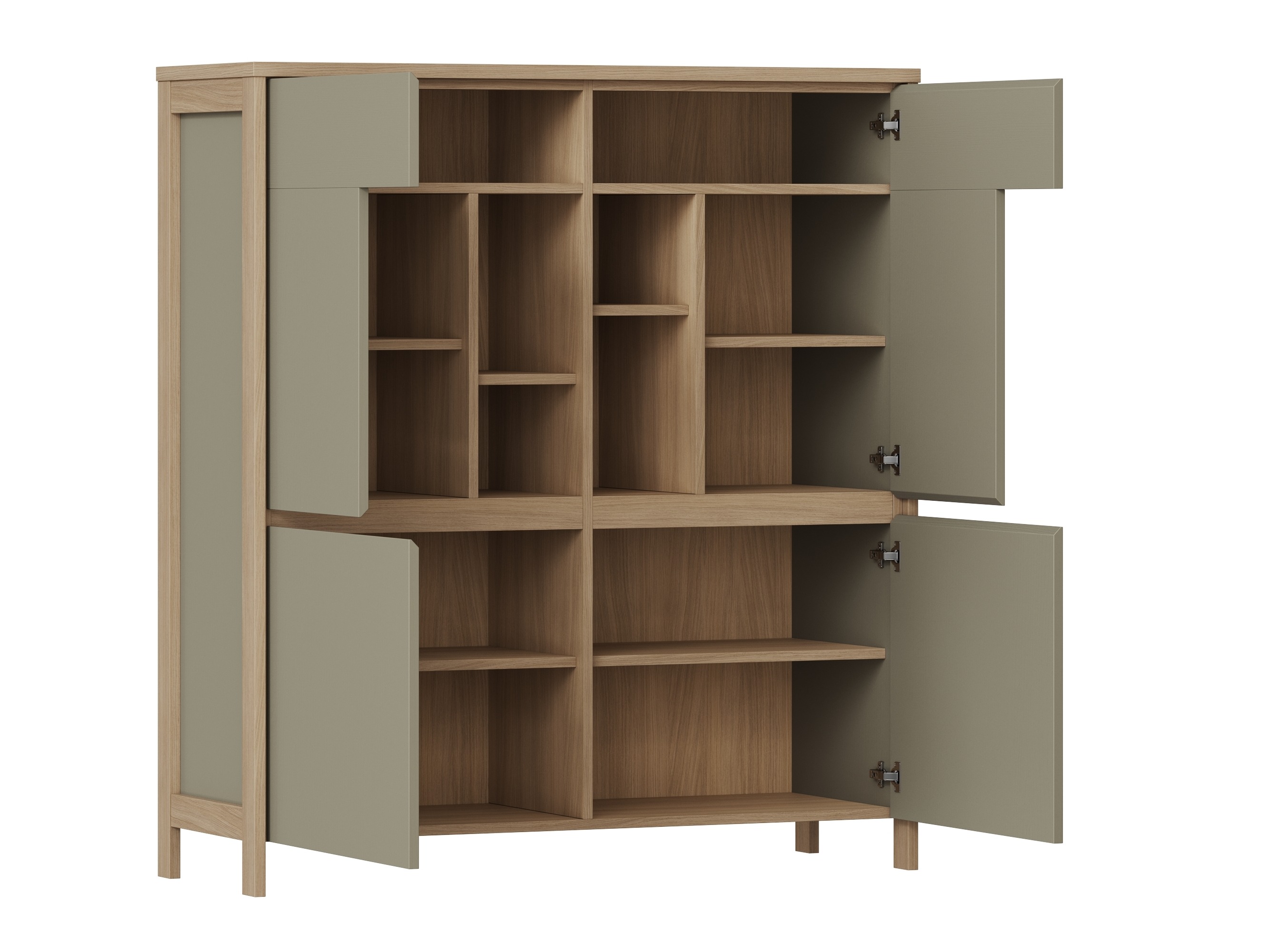 Parete attrezzata Fermaru 110 (Verde polveroso + Quercia)