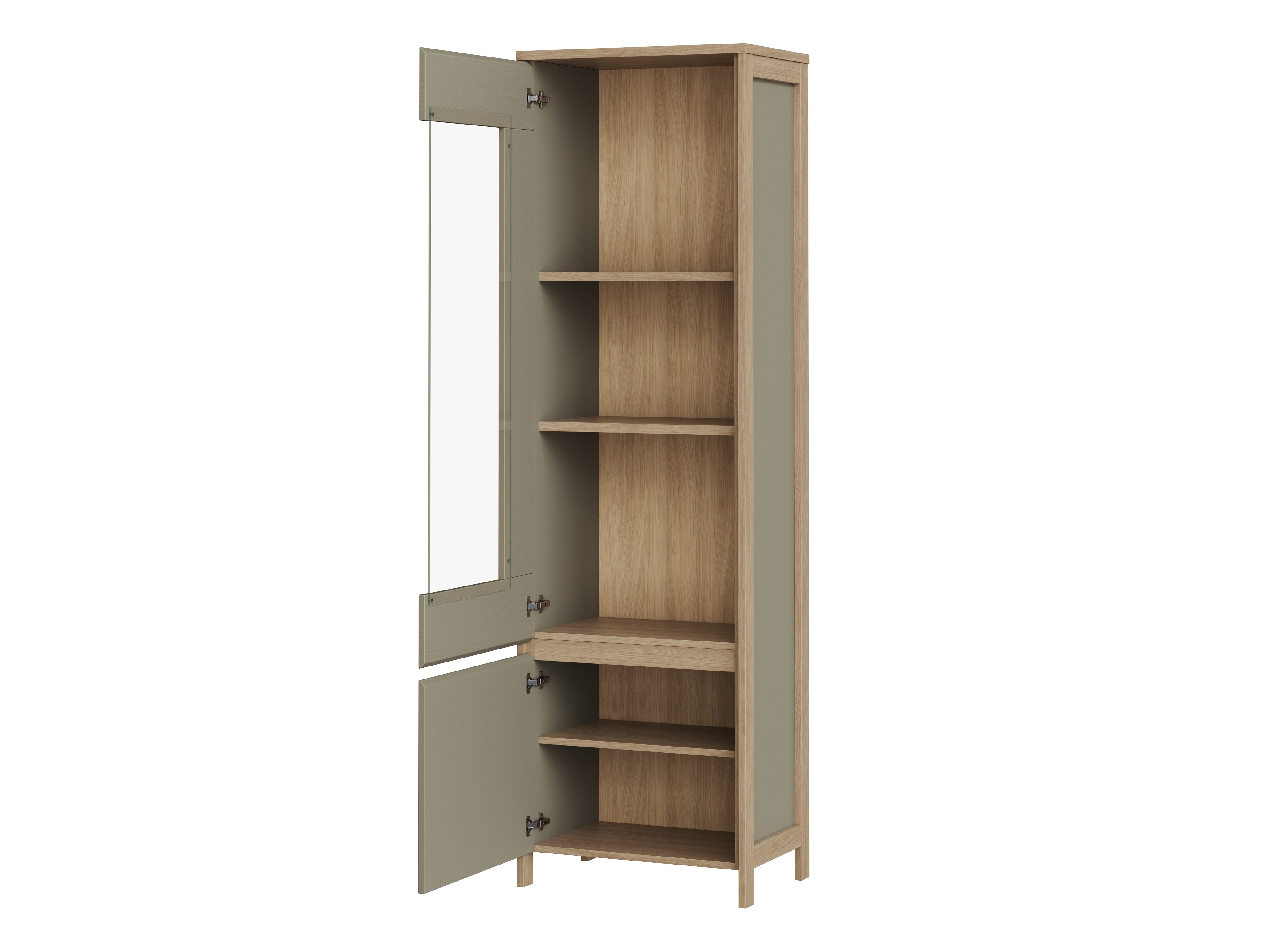 Parete attrezzata Fermaru 111 (Verde polveroso + Quercia)