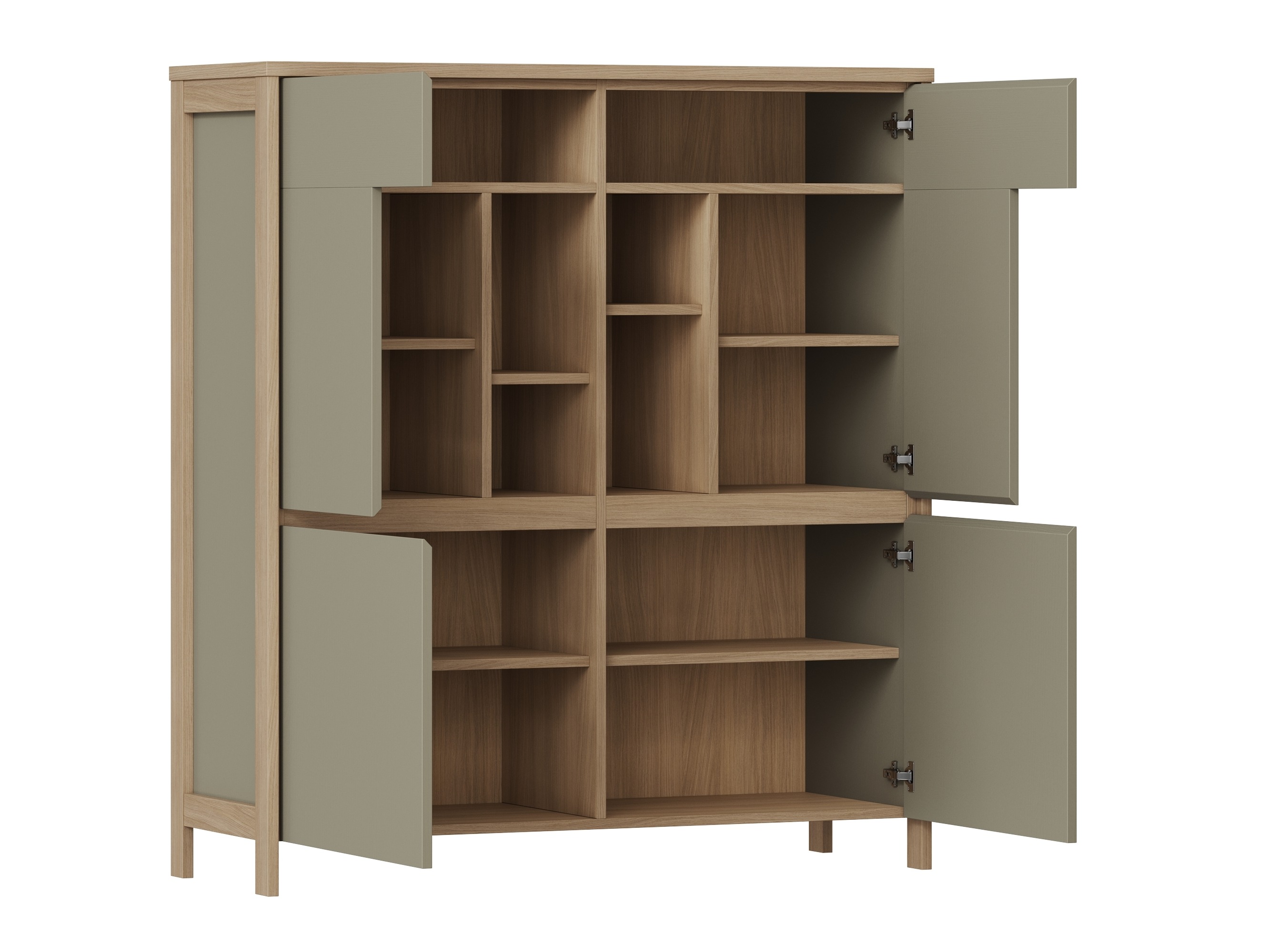 Parete attrezzata Fermaru 112 (Verde polveroso + Quercia)