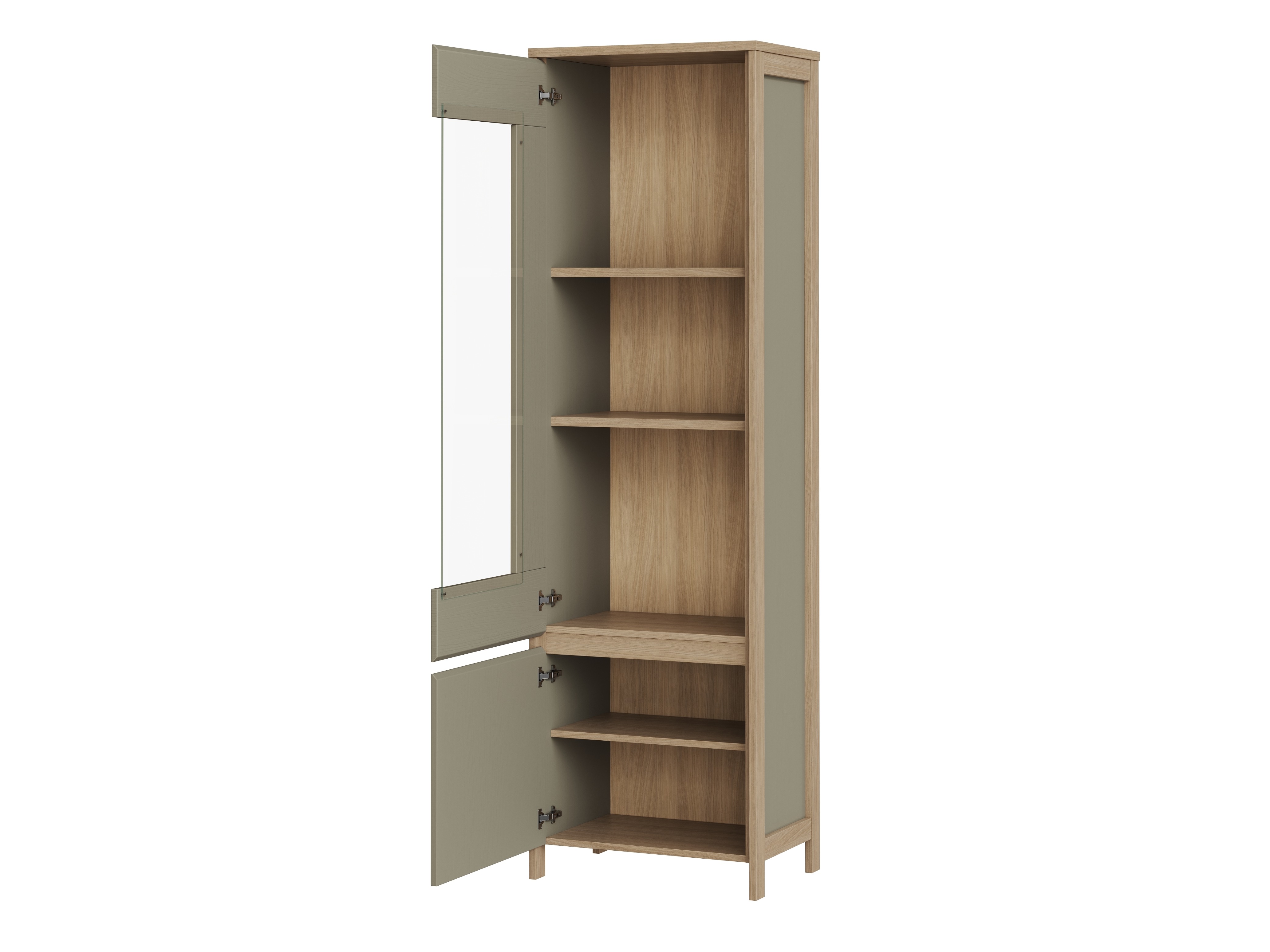 Parete attrezzata Fermaru 113 (Verde polveroso + Quercia)