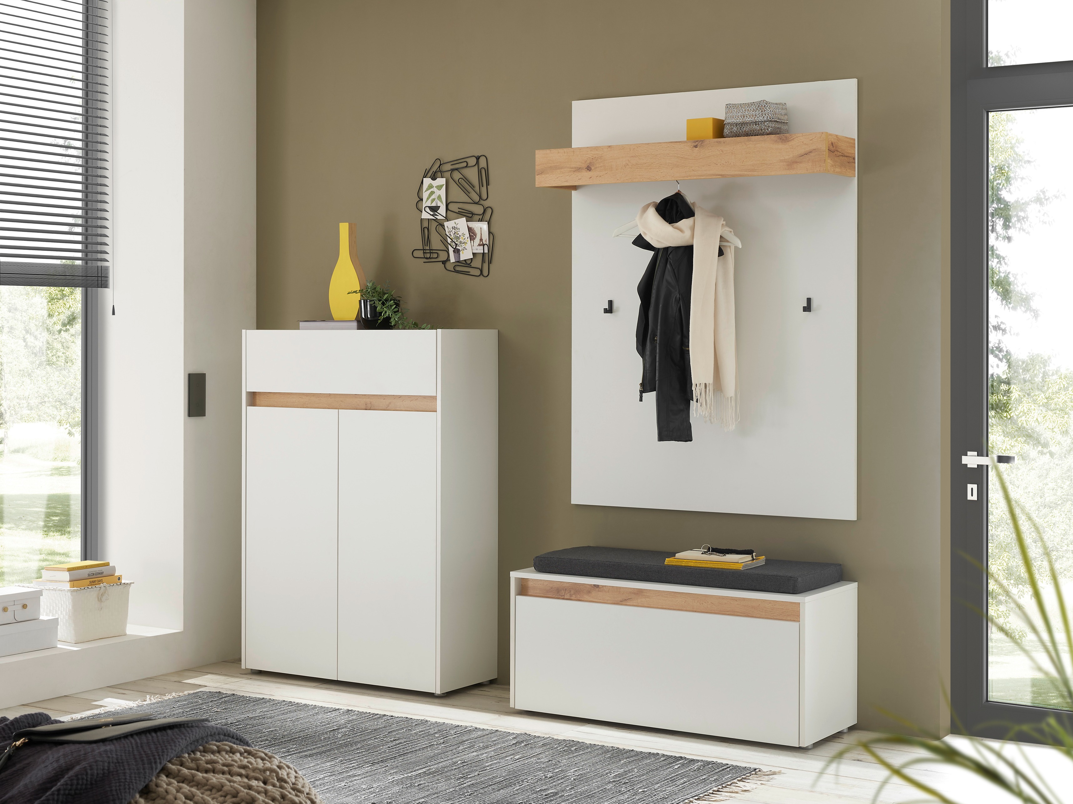 Ripiano per scarpe Elbsori 173 (Bianco + Quercia di Wotan)