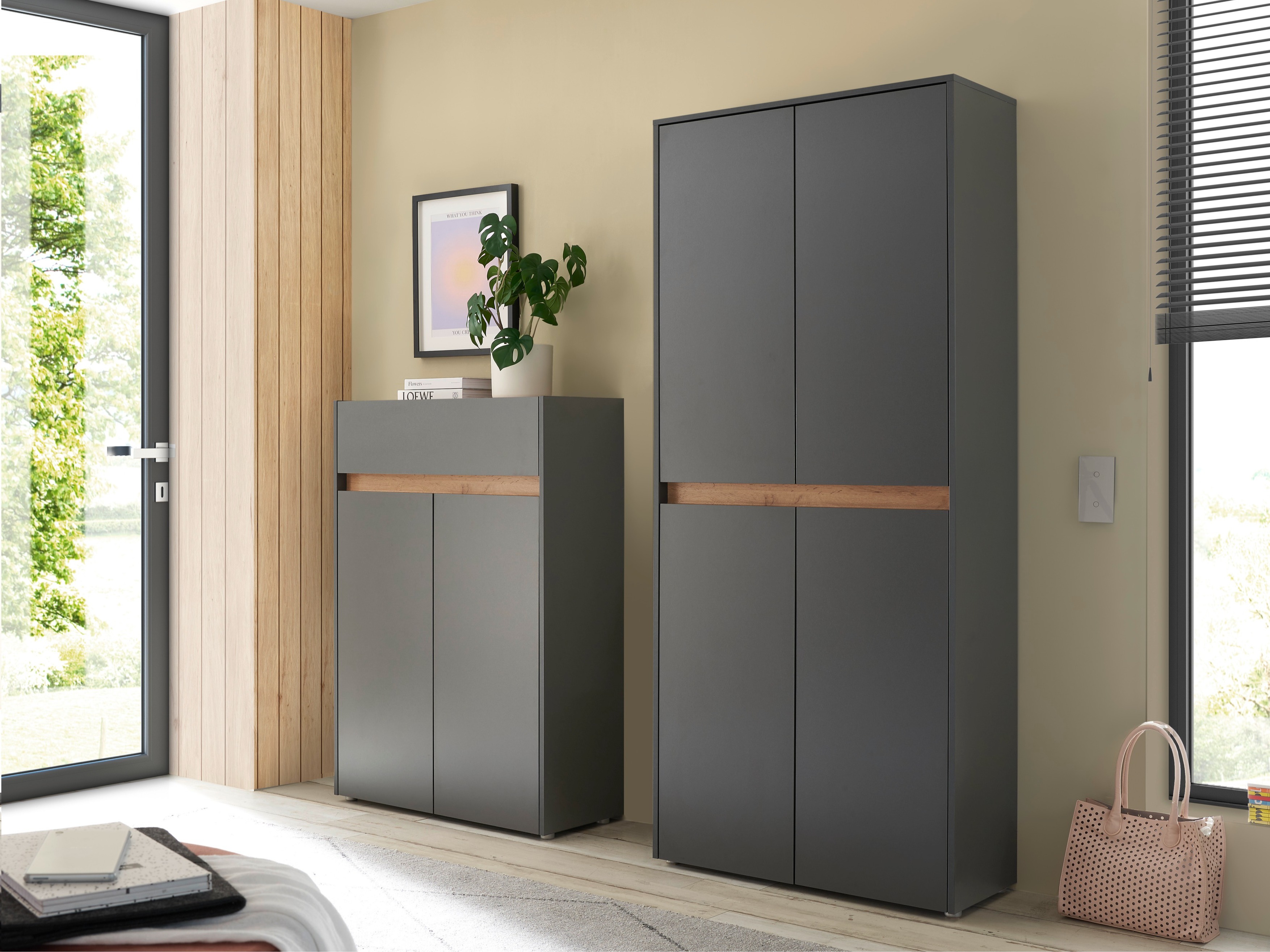 Set arredo da corridoio Elbsori 175 (Antracite + Quercia di Wotan)