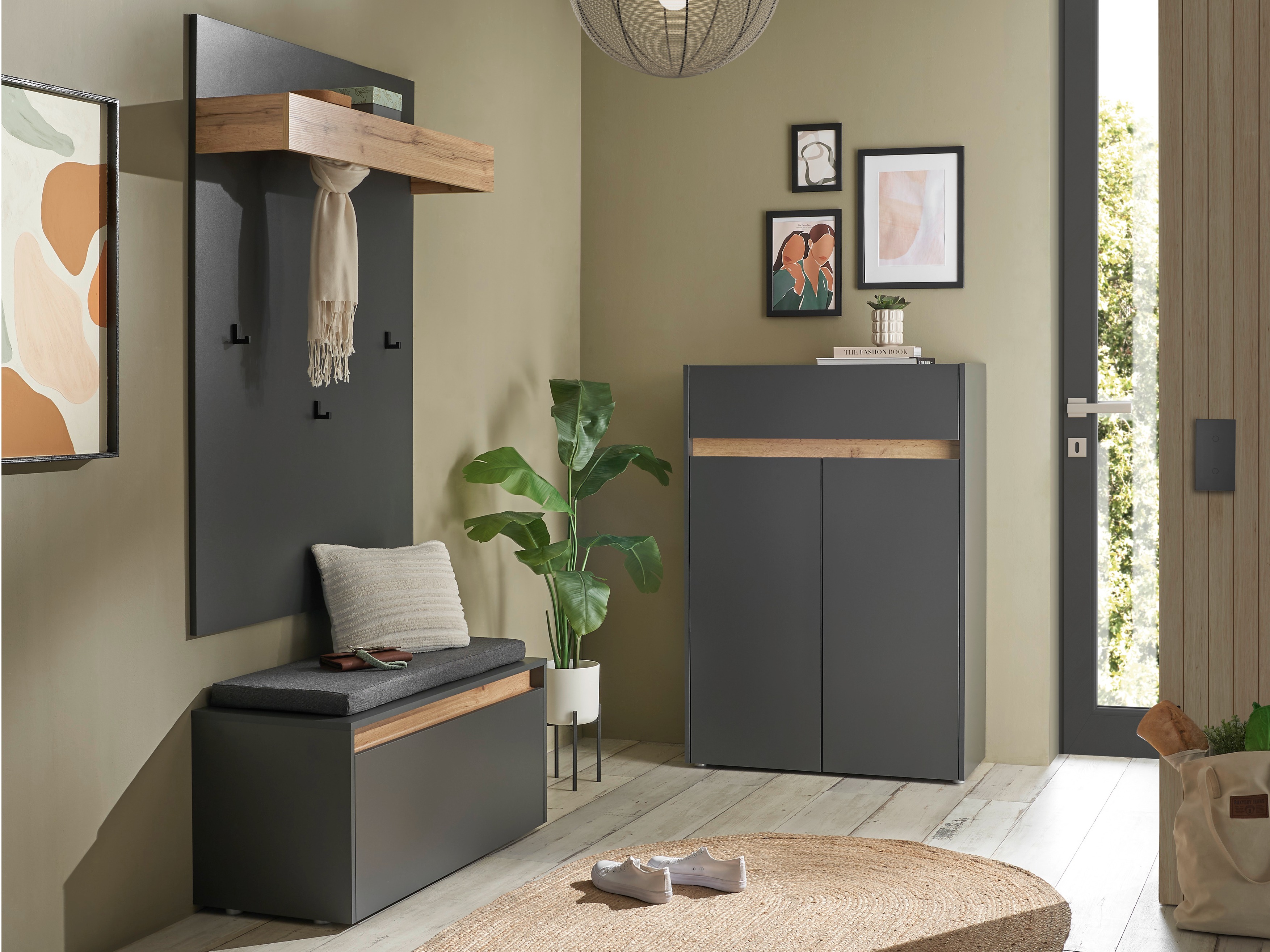 Set arredo da corridoio Elbsori 176 (Antracite + Quercia di Wotan)