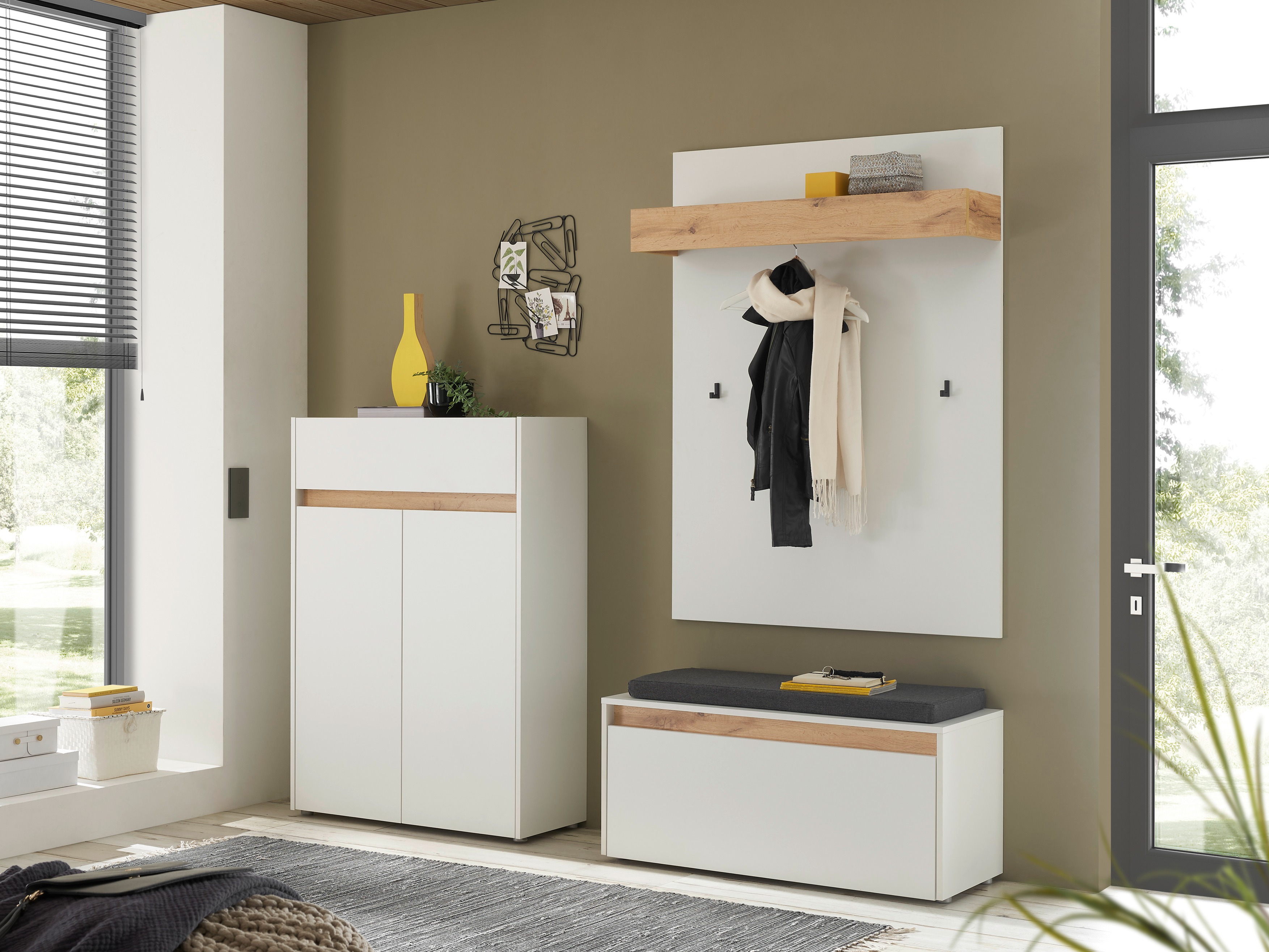 Set arredo da corridoio Elbsori 176 (Bianco + Quercia di Wotan)