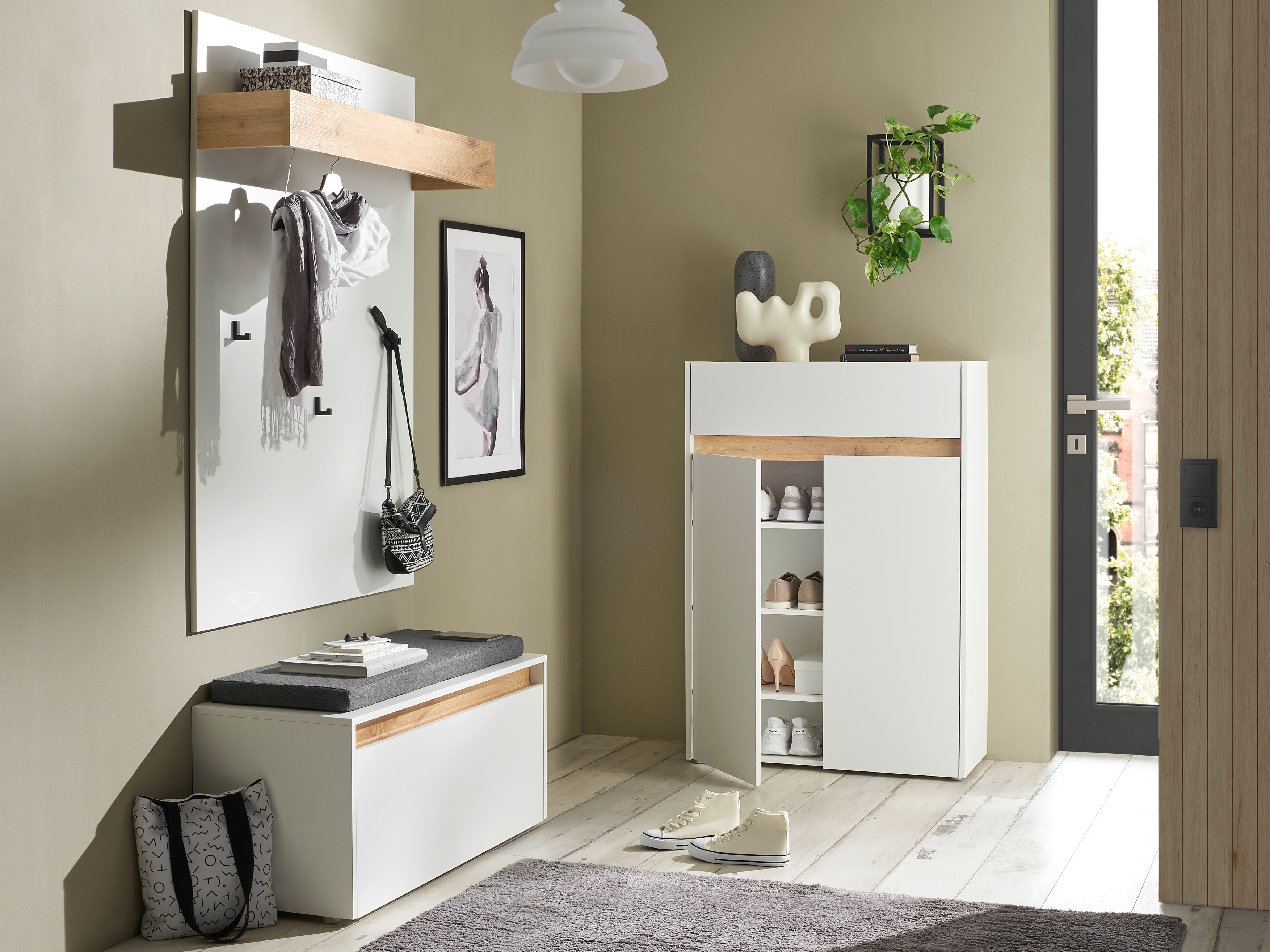 Set arredo da corridoio Elbsori 176 (Bianco + Quercia di Wotan)