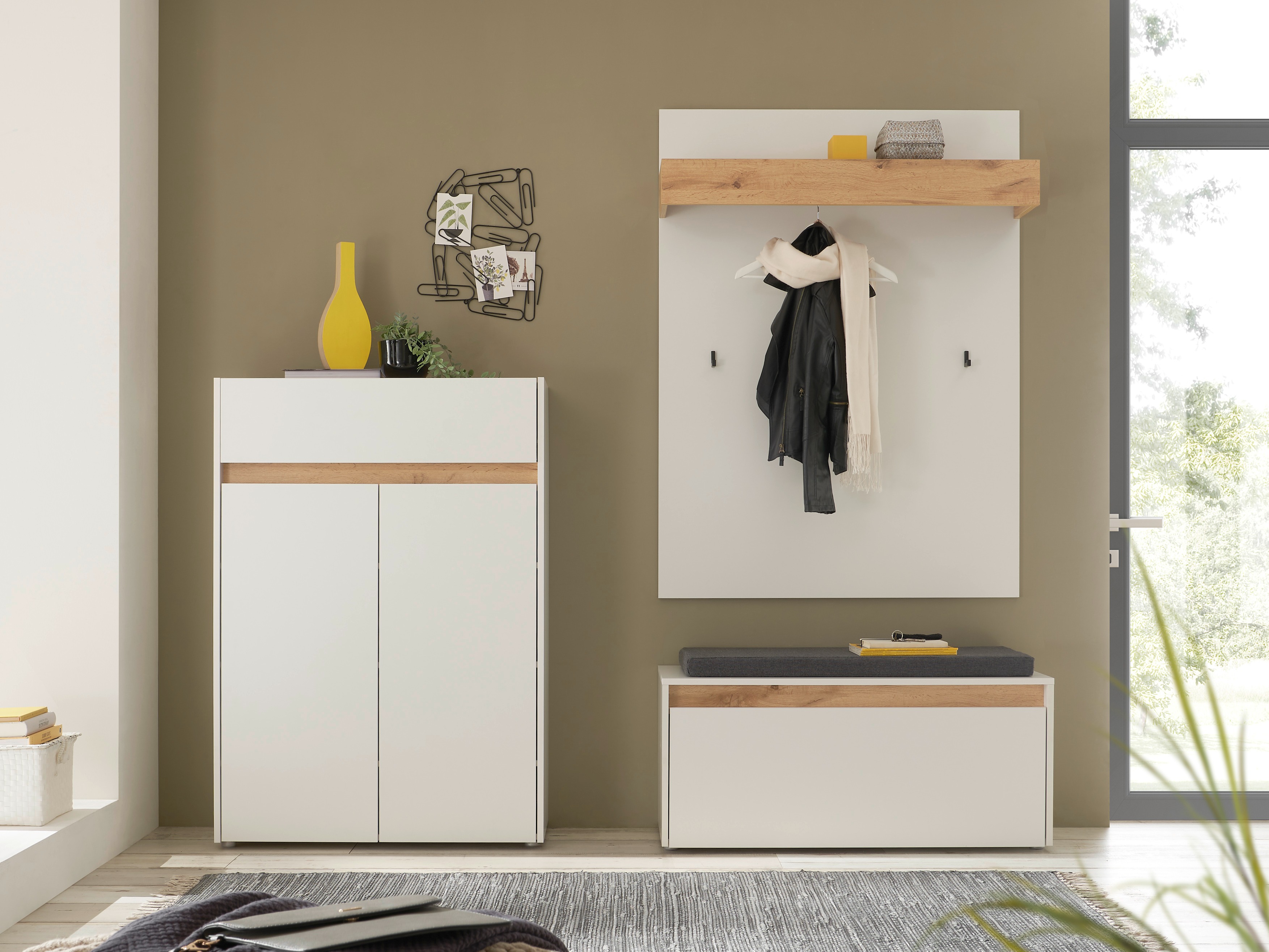 Set arredo da corridoio Elbsori 176 (Bianco + Quercia di Wotan)