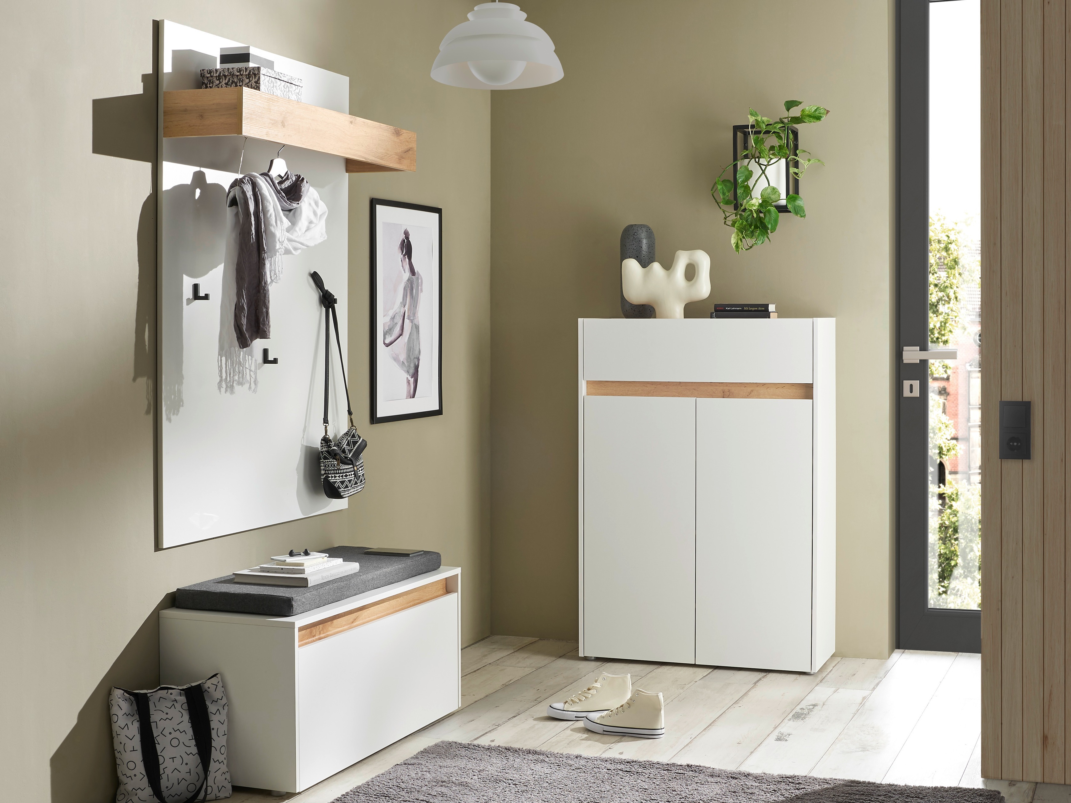 Set arredo da corridoio Elbsori 176 (Bianco + Quercia di Wotan)