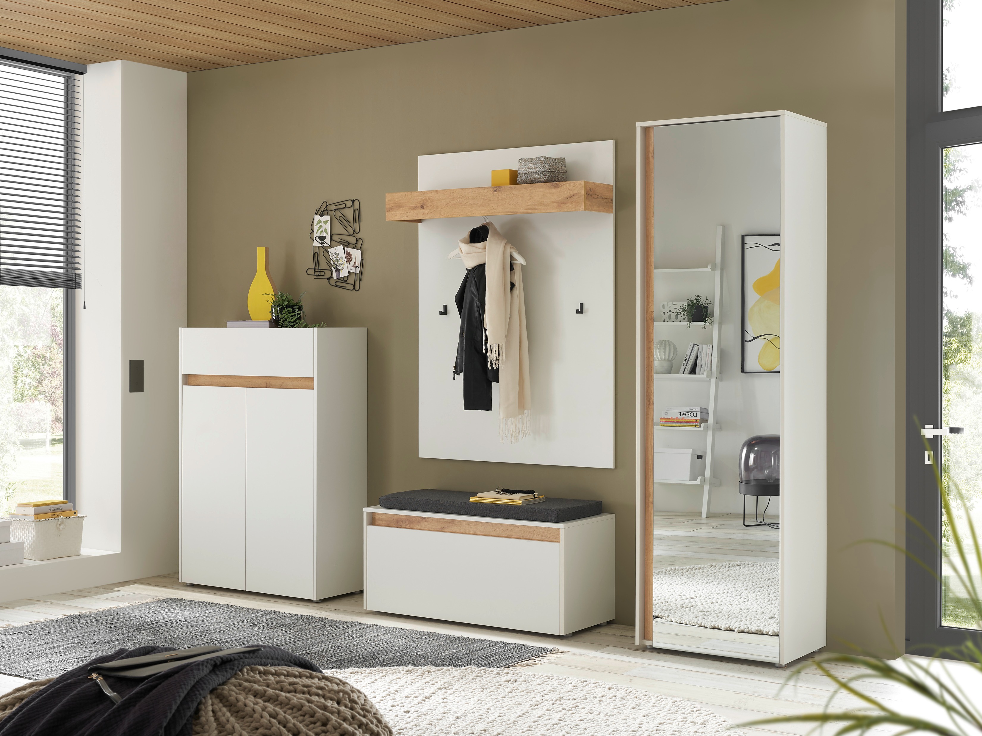 Set arredo da corridoio Elbsori 176 (Bianco + Quercia di Wotan)