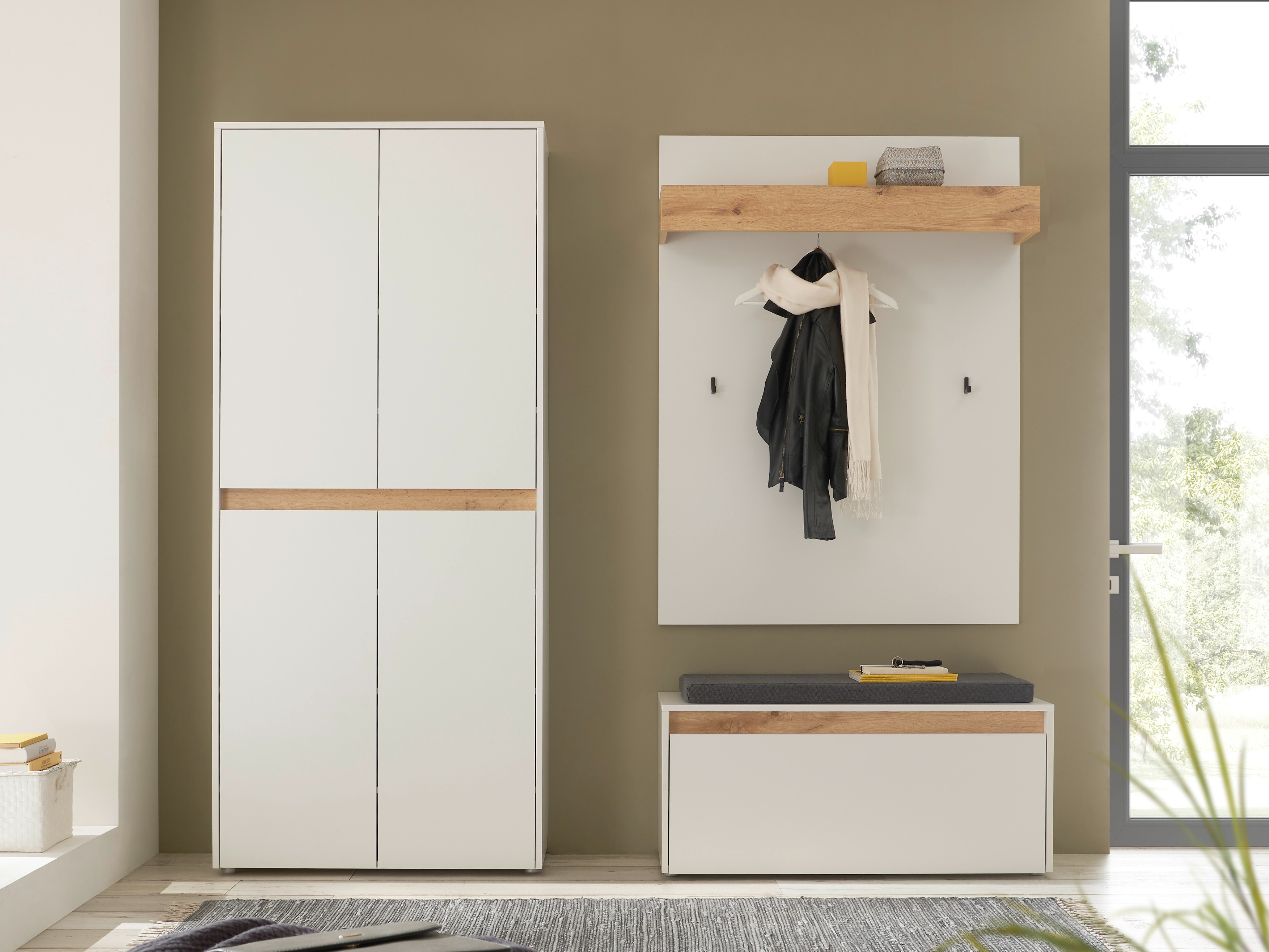 Set arredo da corridoio Elbsori 177 (Bianco + Quercia di Wotan)